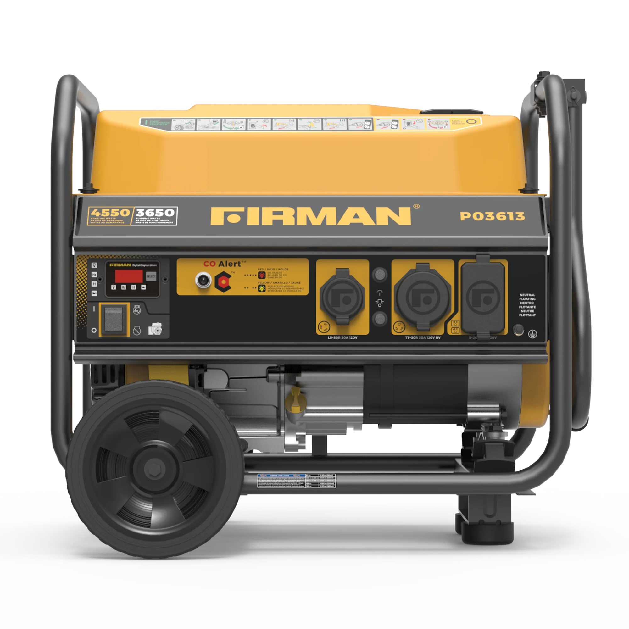 Gas Portable Generator 4550W Recoil Start 120V with CO Alert