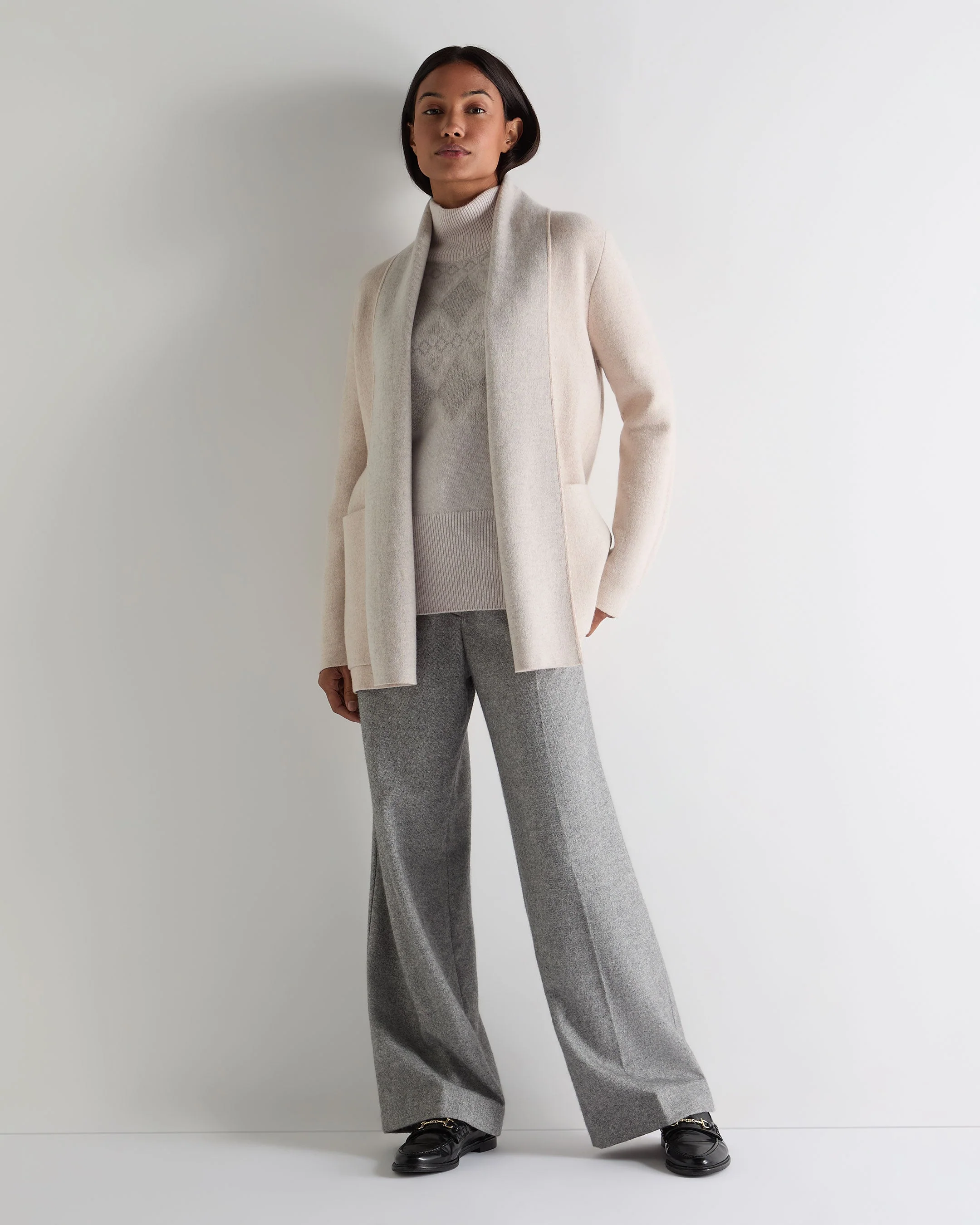 Women's Sparkle Jacquard Cashmere Sweater Pebble Grey