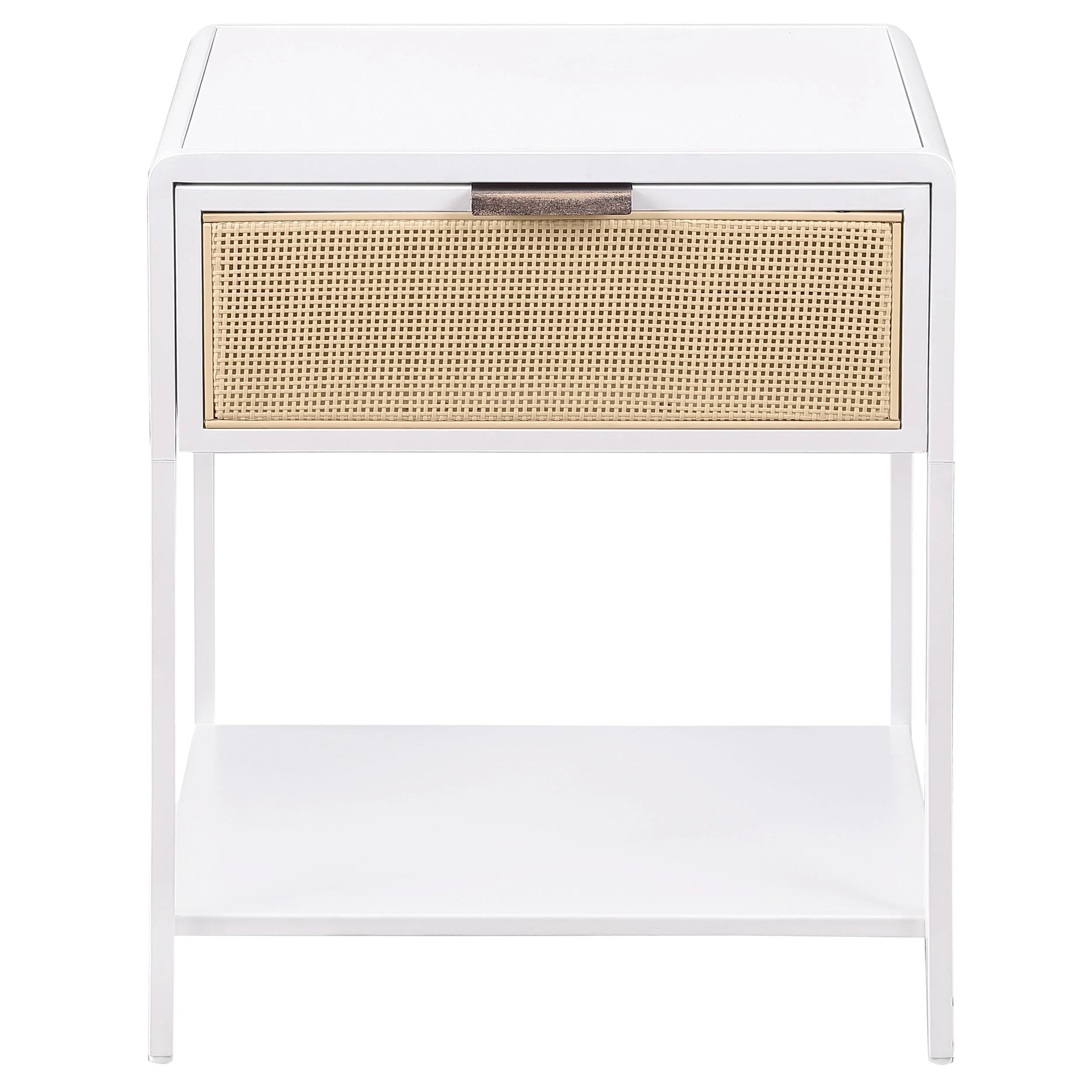 Amherst 1-drawer Radio Weave Cane Metal Bedside Table