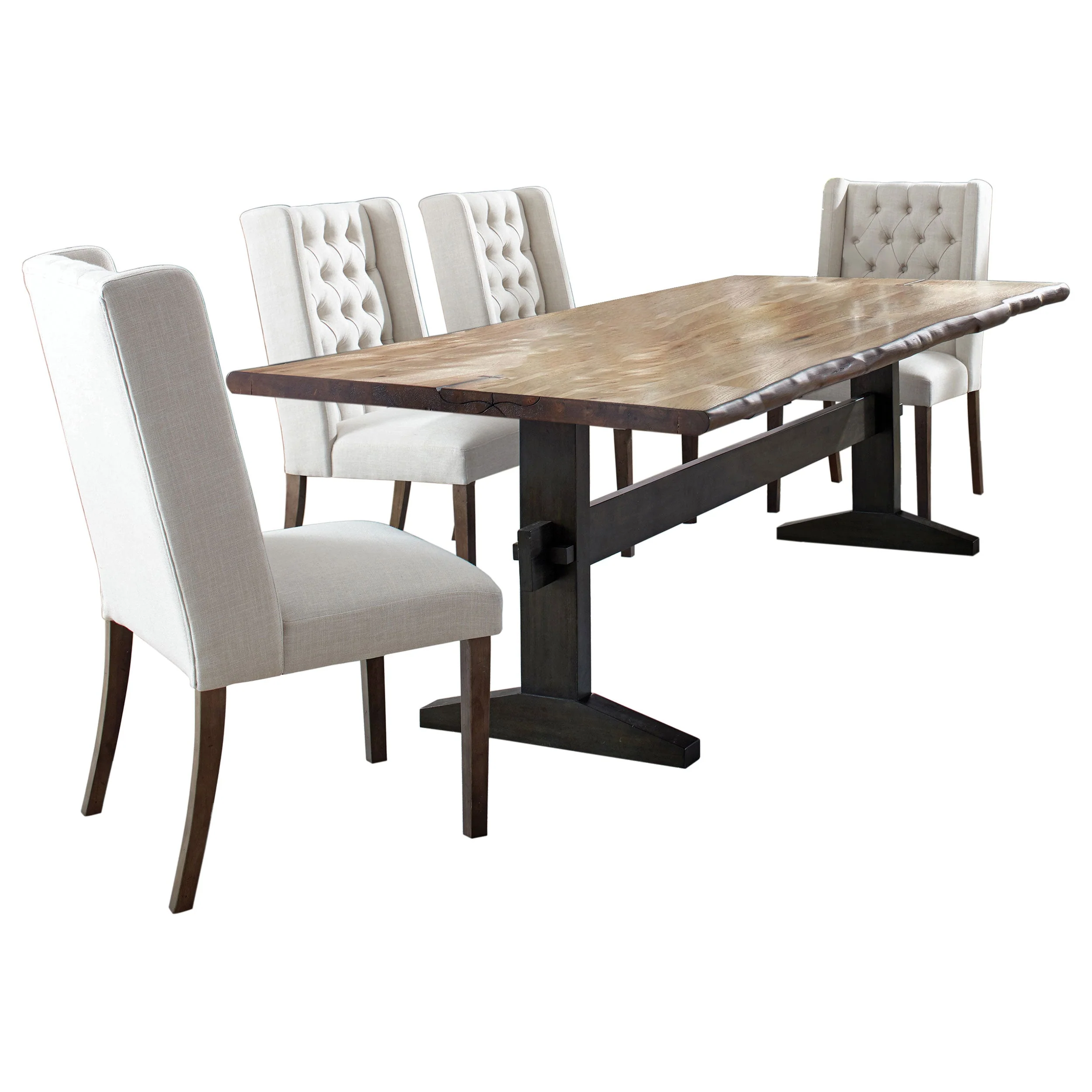 Bexley  Rectangular Live Edge Dining Table Set Honey