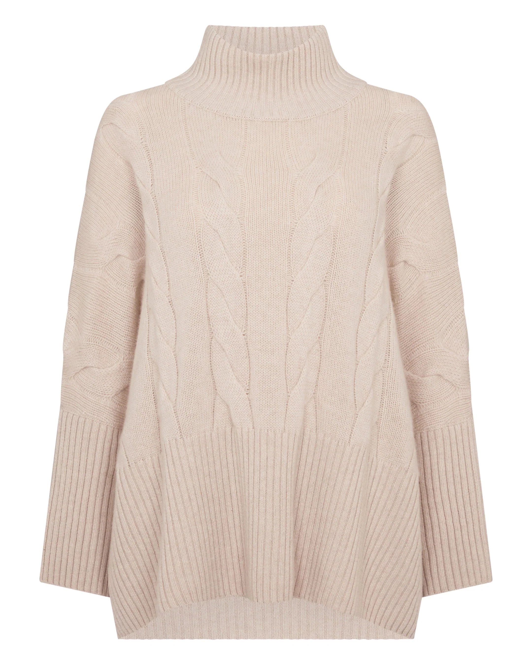 Women's Oversized Cable Cashmere Sweater Ecru White