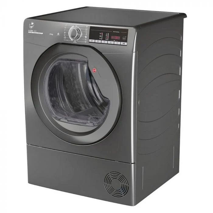 Hoover 220 Volt Washer Silver Graphite 8KG H3W58T/220/GGE Washing Machine and Hoover 220 volt Dryer HLEC8TR/220v/GR SET