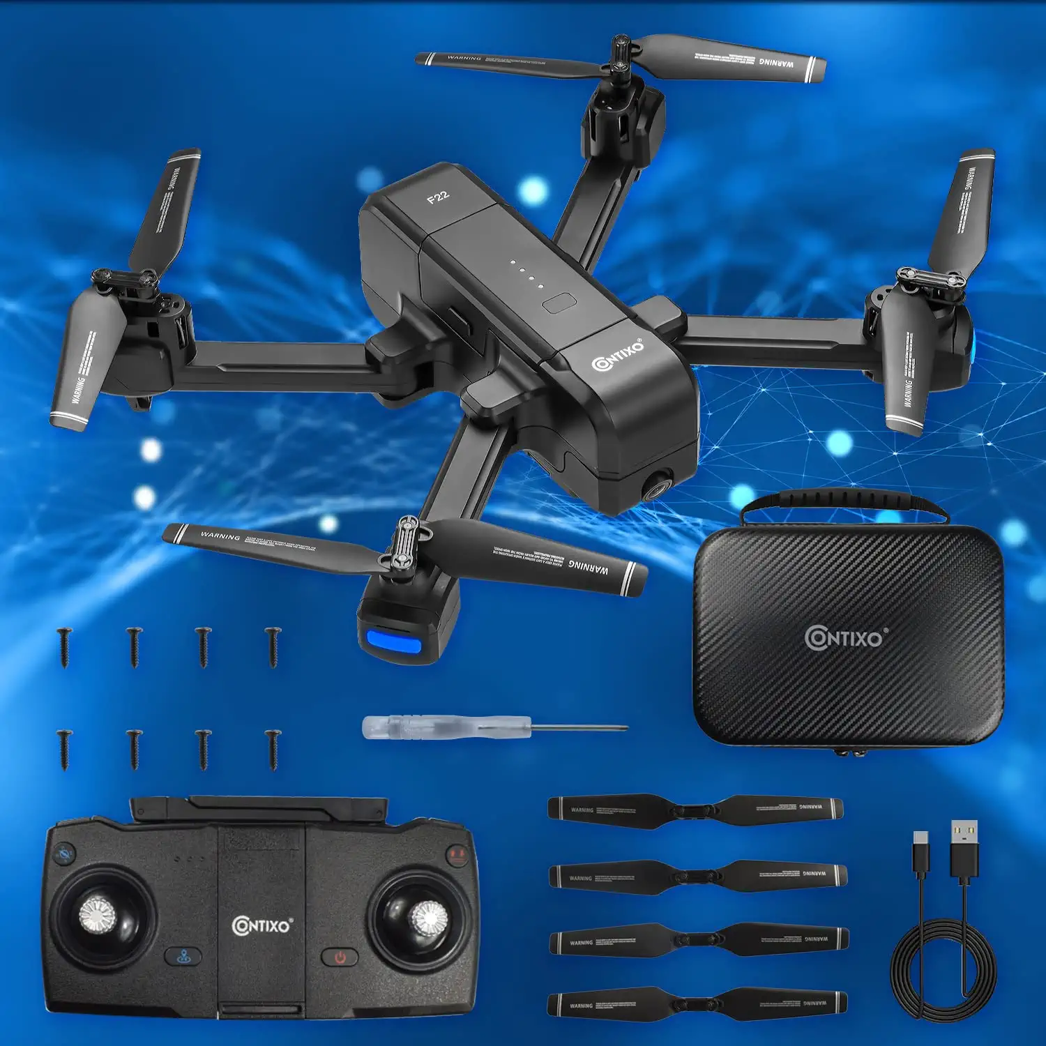 Contixo F22 FPV Drone - with Camera for Adults, Kids, Beginners - 2.4G RC Quadcopter with 4K HD FHD Camera - Gesture Control, Custom Flight Path, WiFi, GPS Auto Hover Return Home, Follow Me, Carrying Case Professional Camera Drone