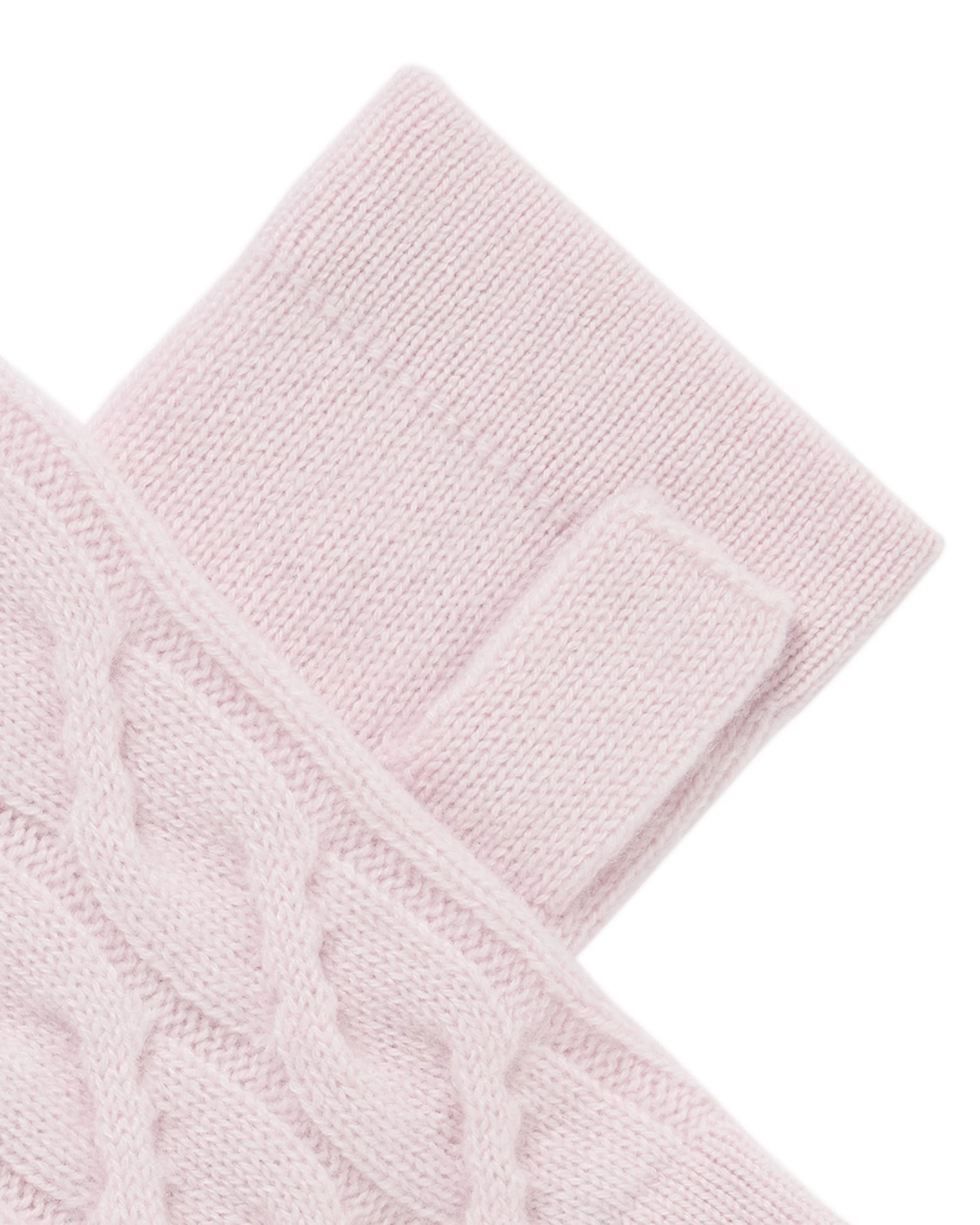 Women's Cable Fingerless Cashmere Gloves Chalk Pink