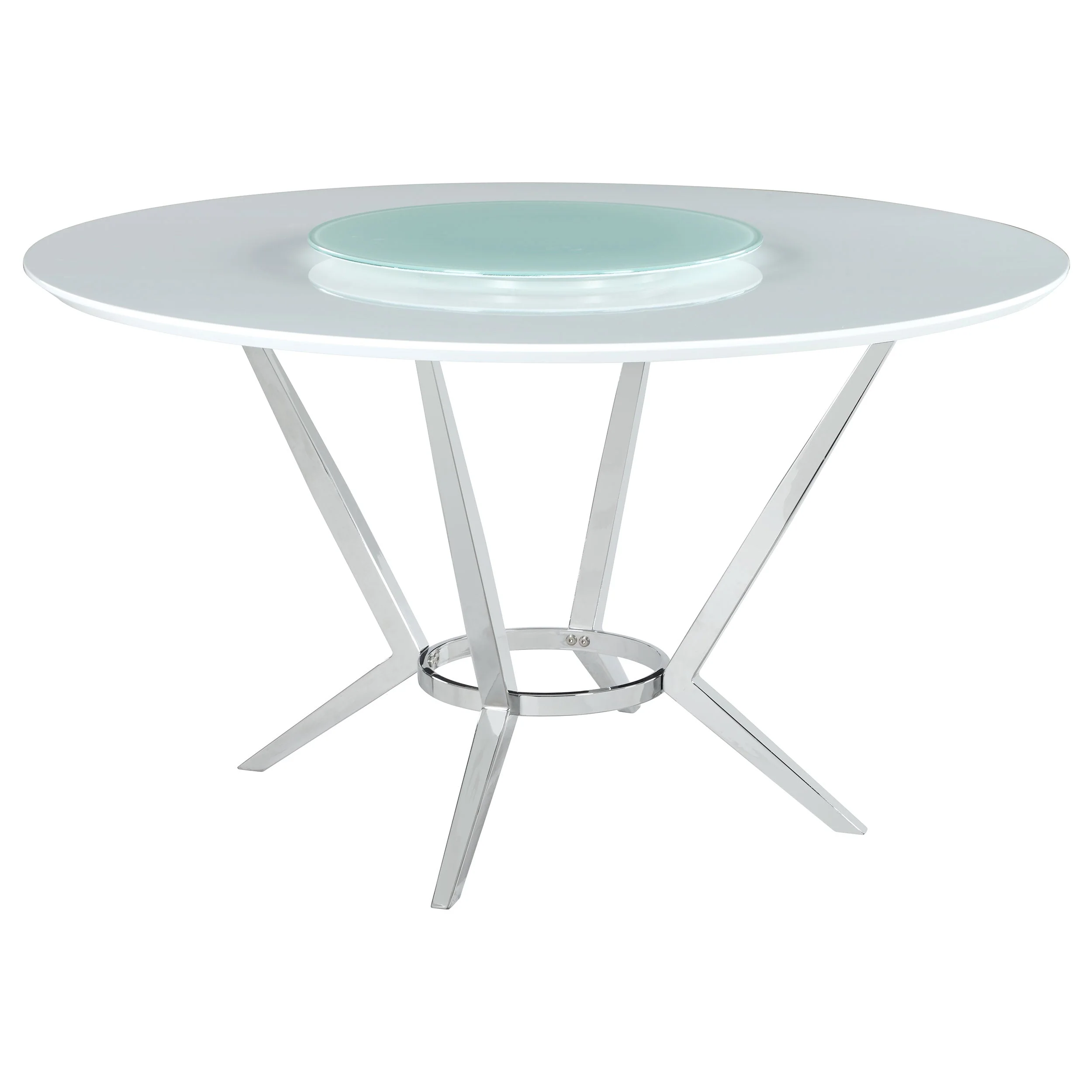 Abby  Round Dining Table Set White High Gloss