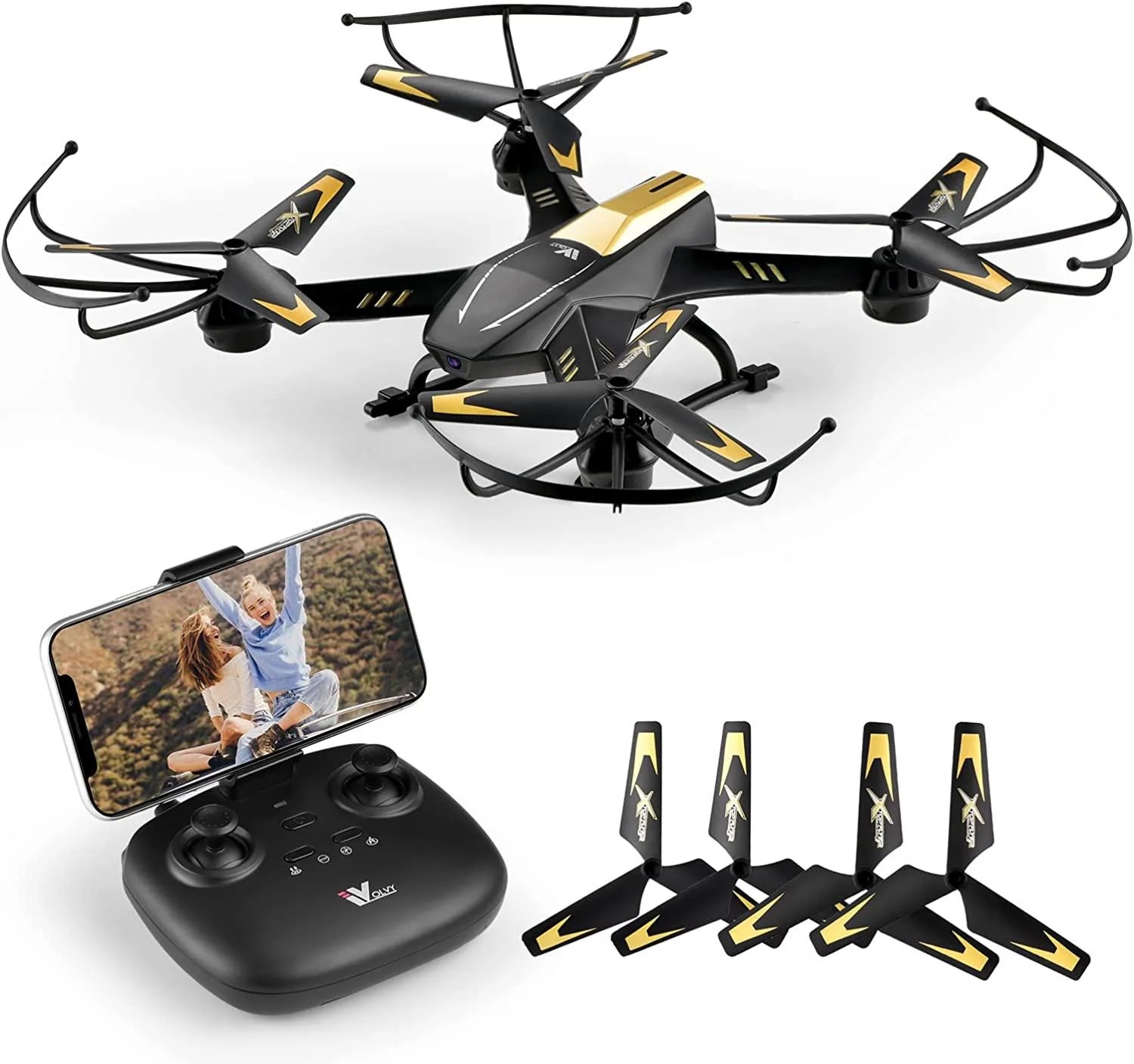 ATTOP A8 Drone - Larger 1080P FPV Drone with Camera One Key Start/Hover/Land Kids Drone Remote/APP/Voice/Gesture Control 24 Min Flight Low Battery Warn Safe Design