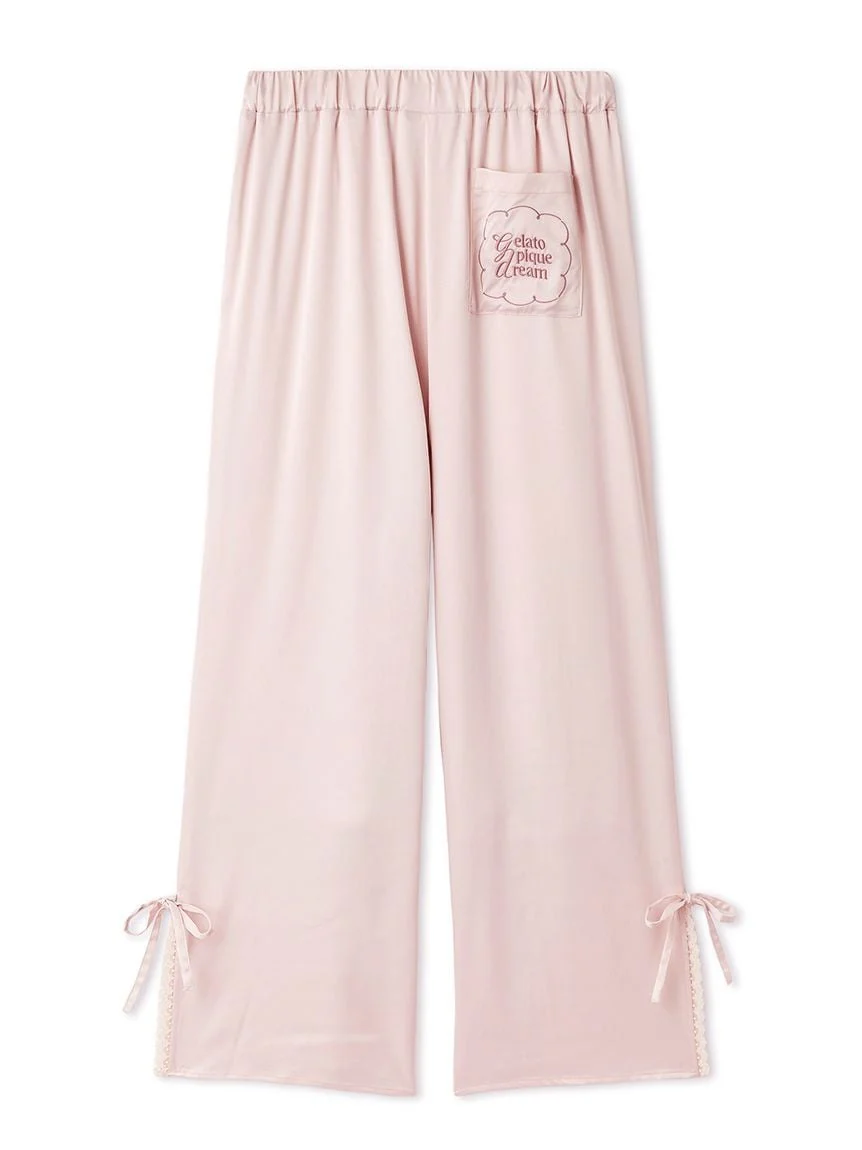 Satin Pants With Lace & Ribbon
