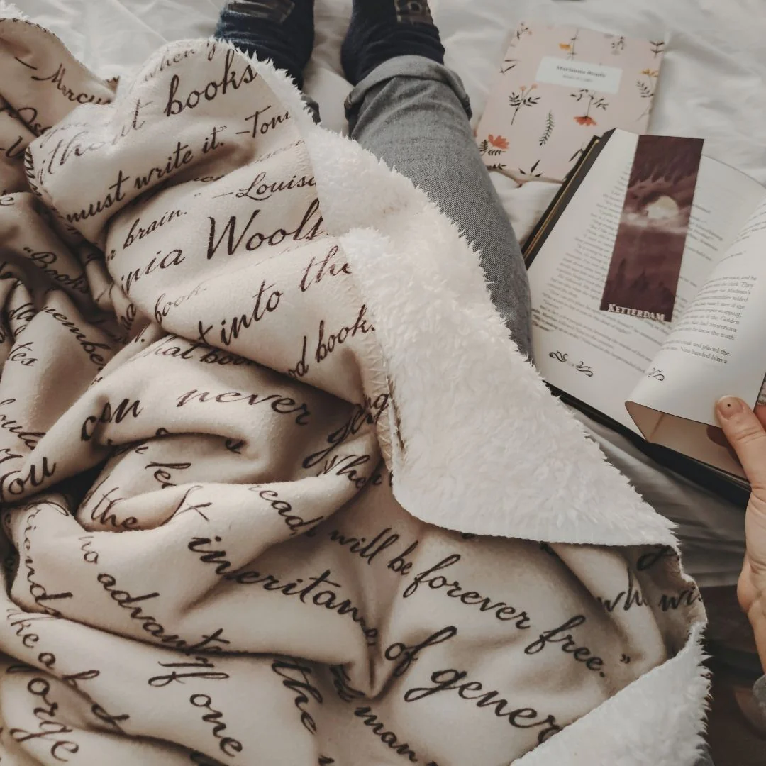 Commit to Lit Sherpa Fleece Book Blanket