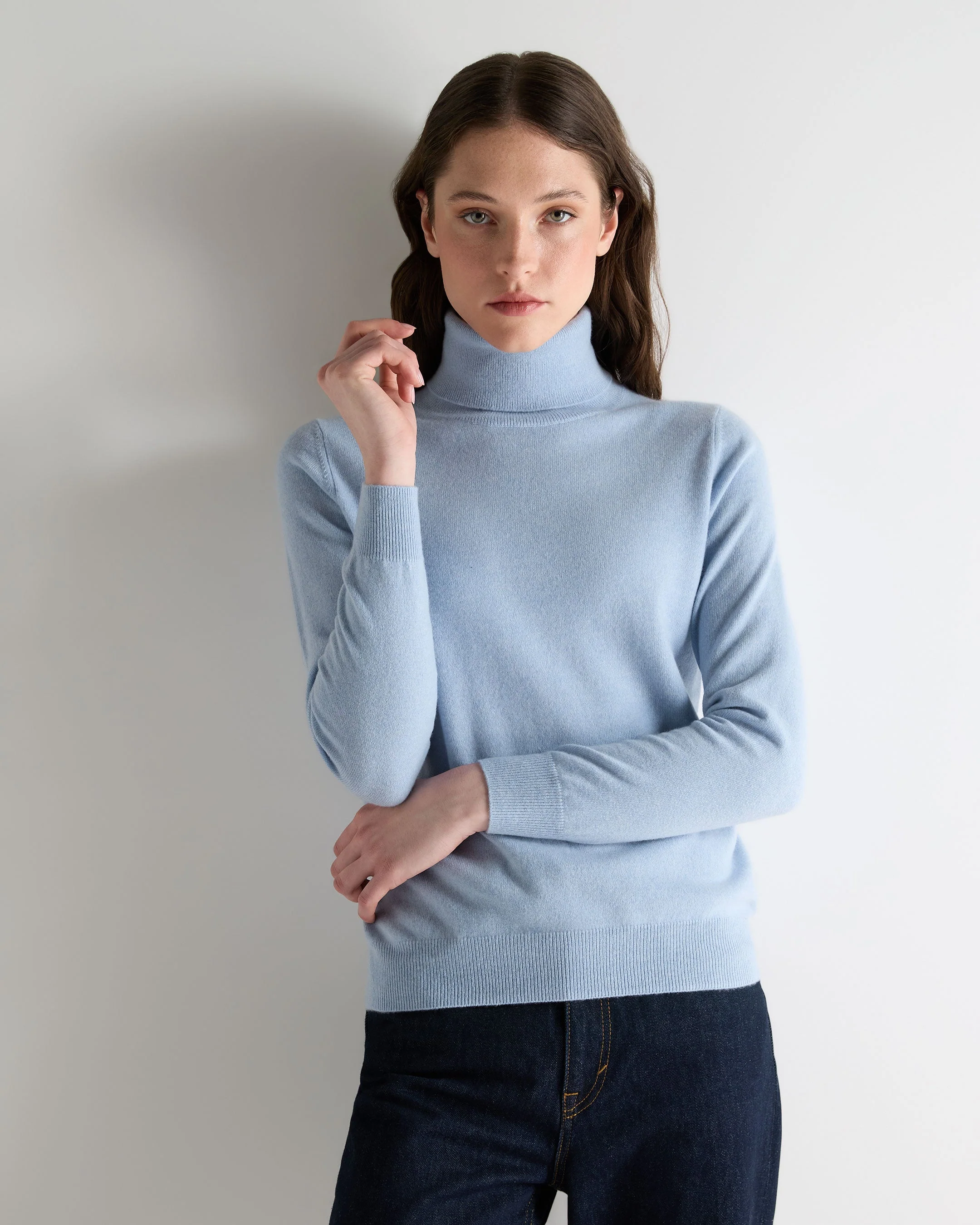 Women's Luna Turtle Neck Cashmere Sweater Sea Mist Blue