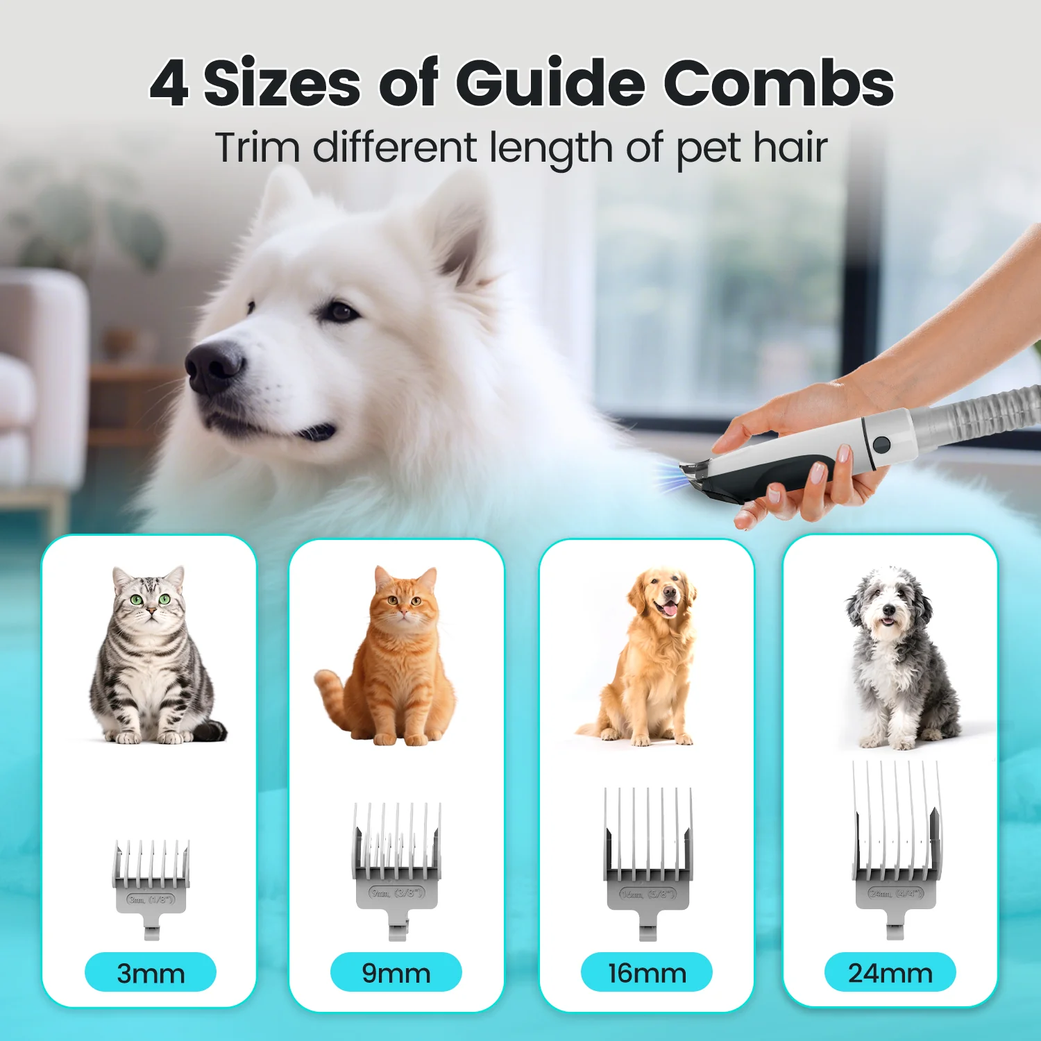 AIRROBO Dog Grooming Kit, 7in1 Dog Grooming Vacuum , 11000Pa Super Suction for Pet Hair,Grooming Vacuum for Shedding Grooming, Low noise,