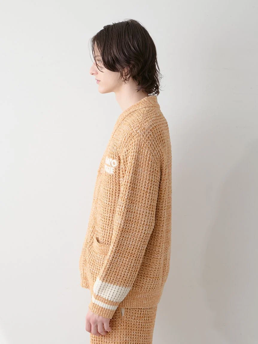 Mens Melange Waffle Knit Cardigan