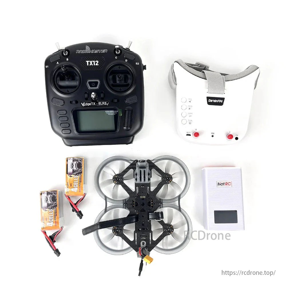 DarwinFPV CineApe 25 RTF Analog 3-Inch FPV Drone Kit – 4S 850mAh, TX12 ELRS, VR009 Goggles