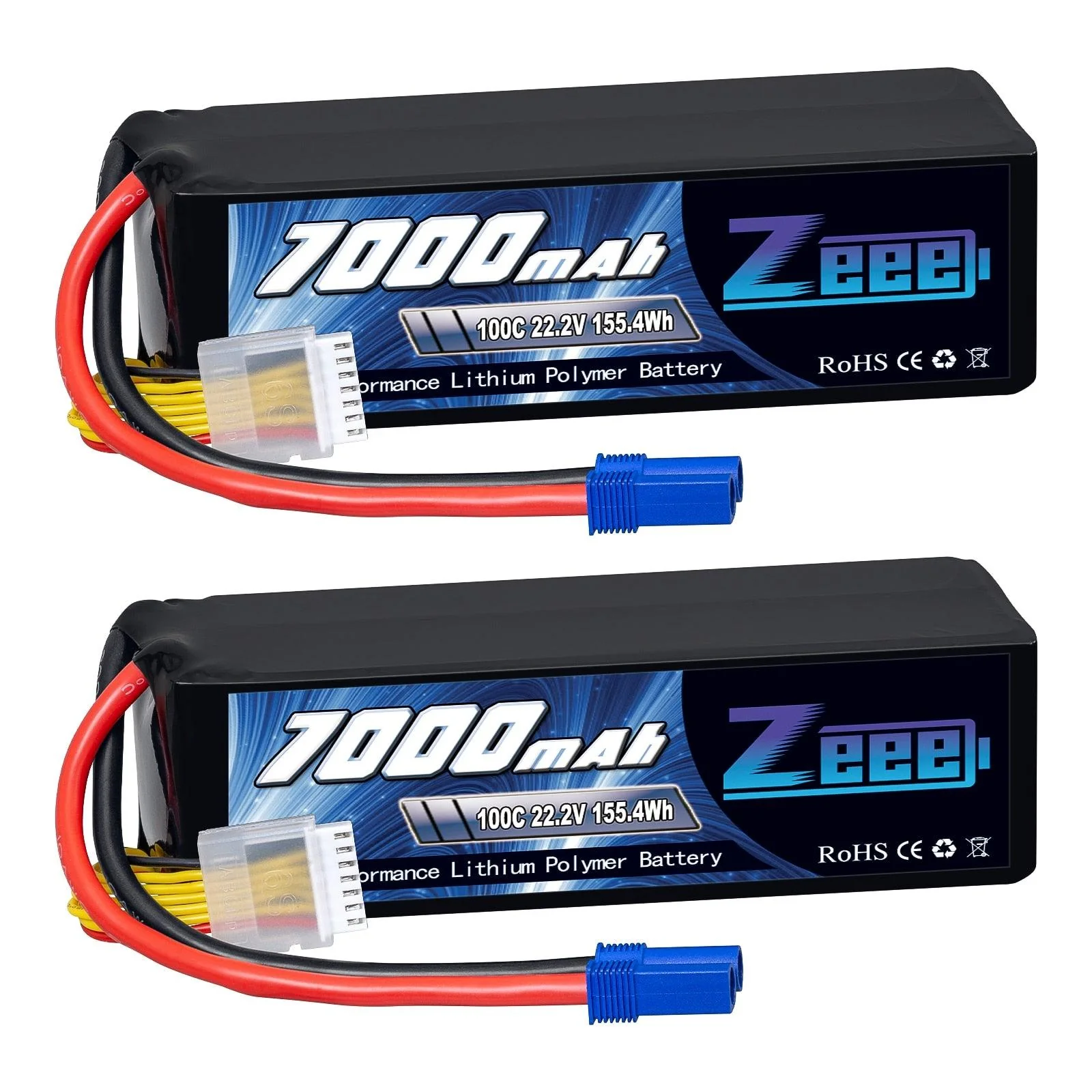 2Units Zeee Lipo Battery 4S 7000mAh 6S 14.8V 22.2V 100C Softcase with EC5 Plug for RC Car Truck Tank  Racer Hobby RC Battery