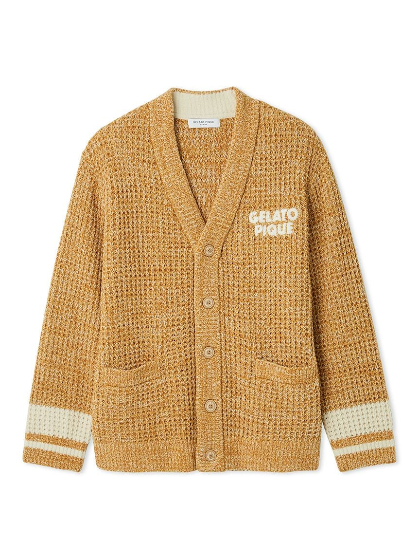 Mens Melange Waffle Knit Cardigan