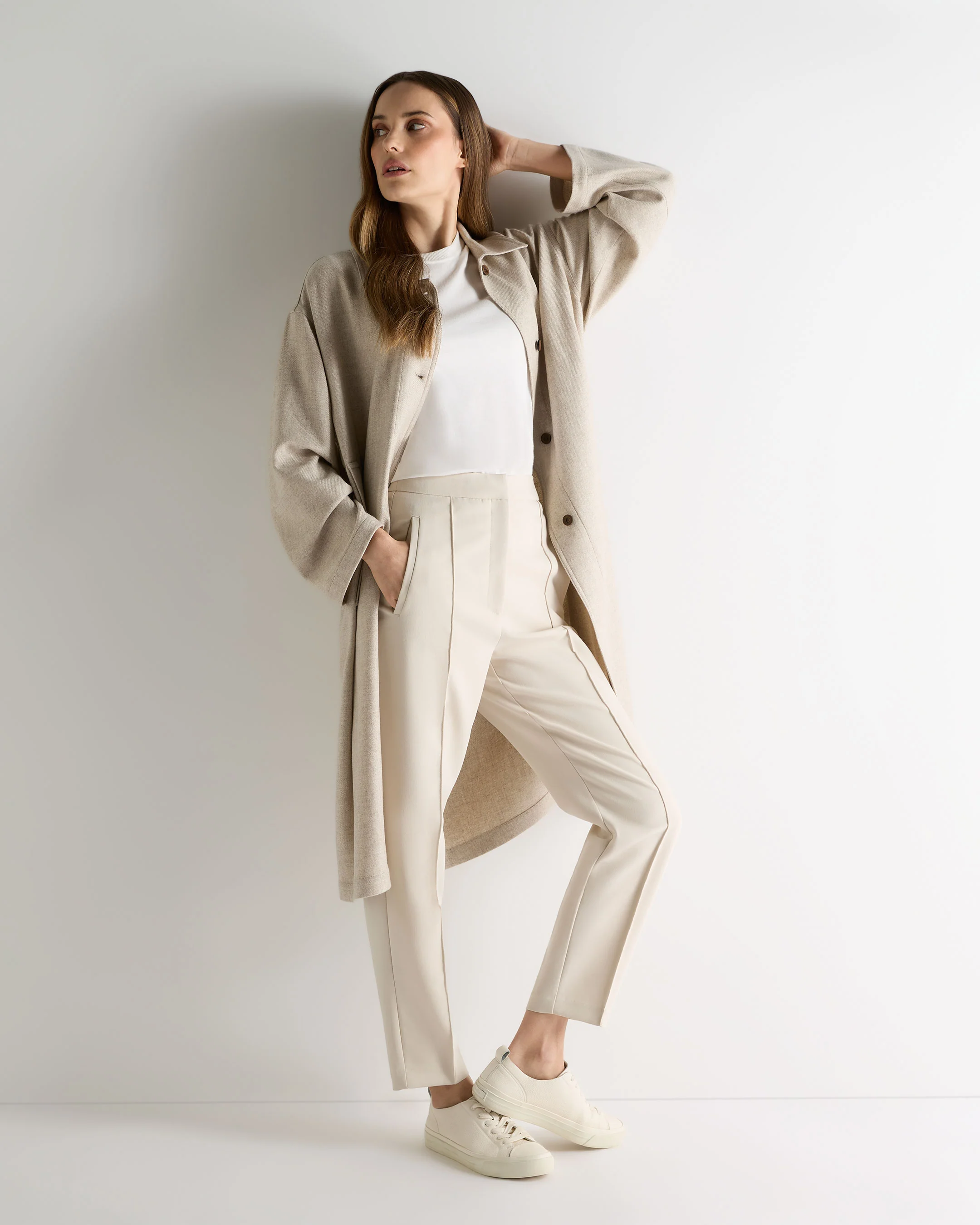 Women's Woven Cashmere Coat Beige Brown