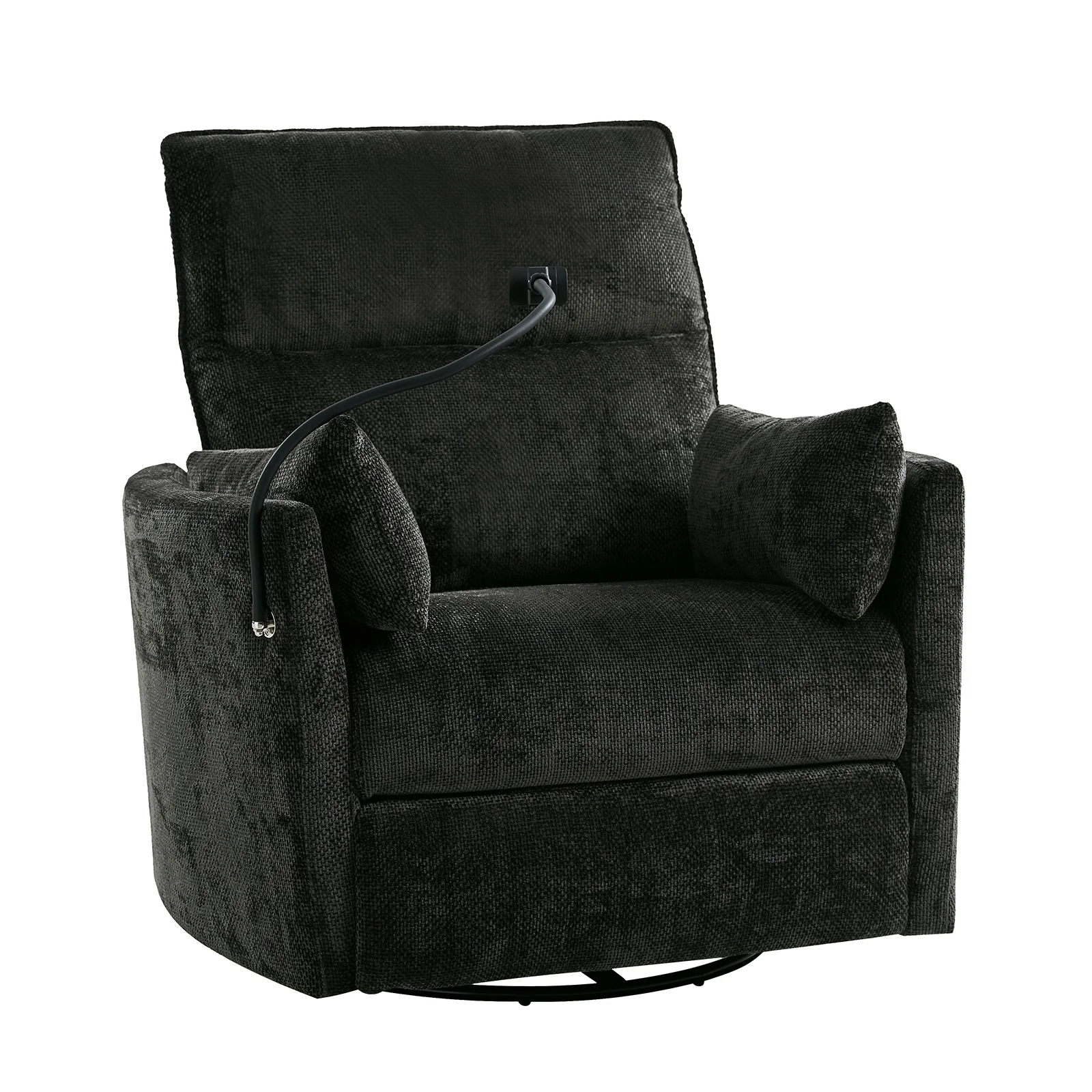 Archibald Power Rocking Swivel Nursery Recliner in Charcoal