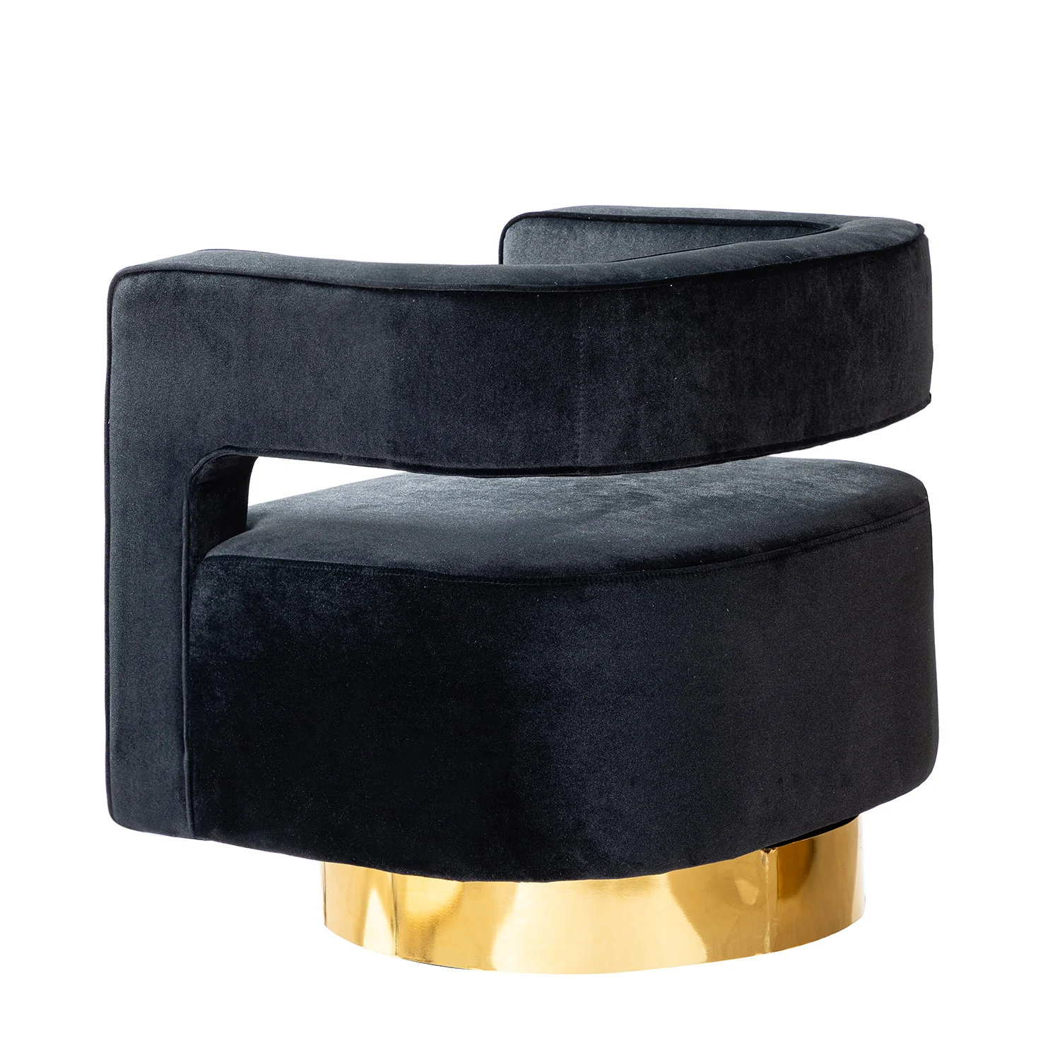 Blanca Swivel Barrel Chair in Black