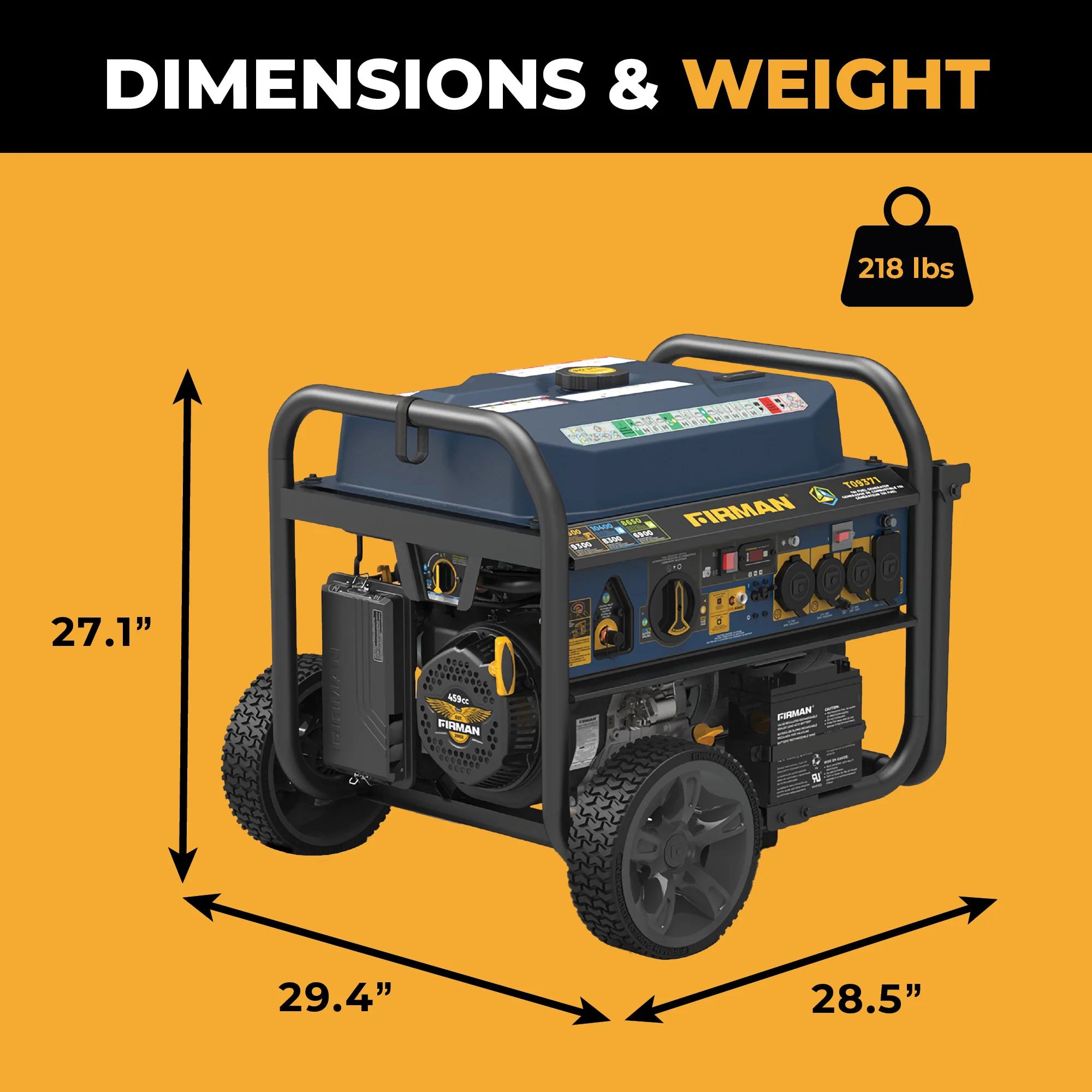 Tri Fuel Portable Generator 11600W Electric Start 120V/240V with CO alert