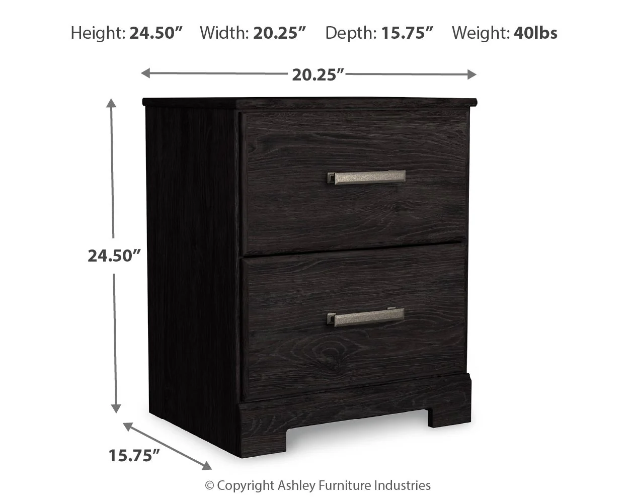 Belachime - Two Drawer Night Stand - Charcoal
