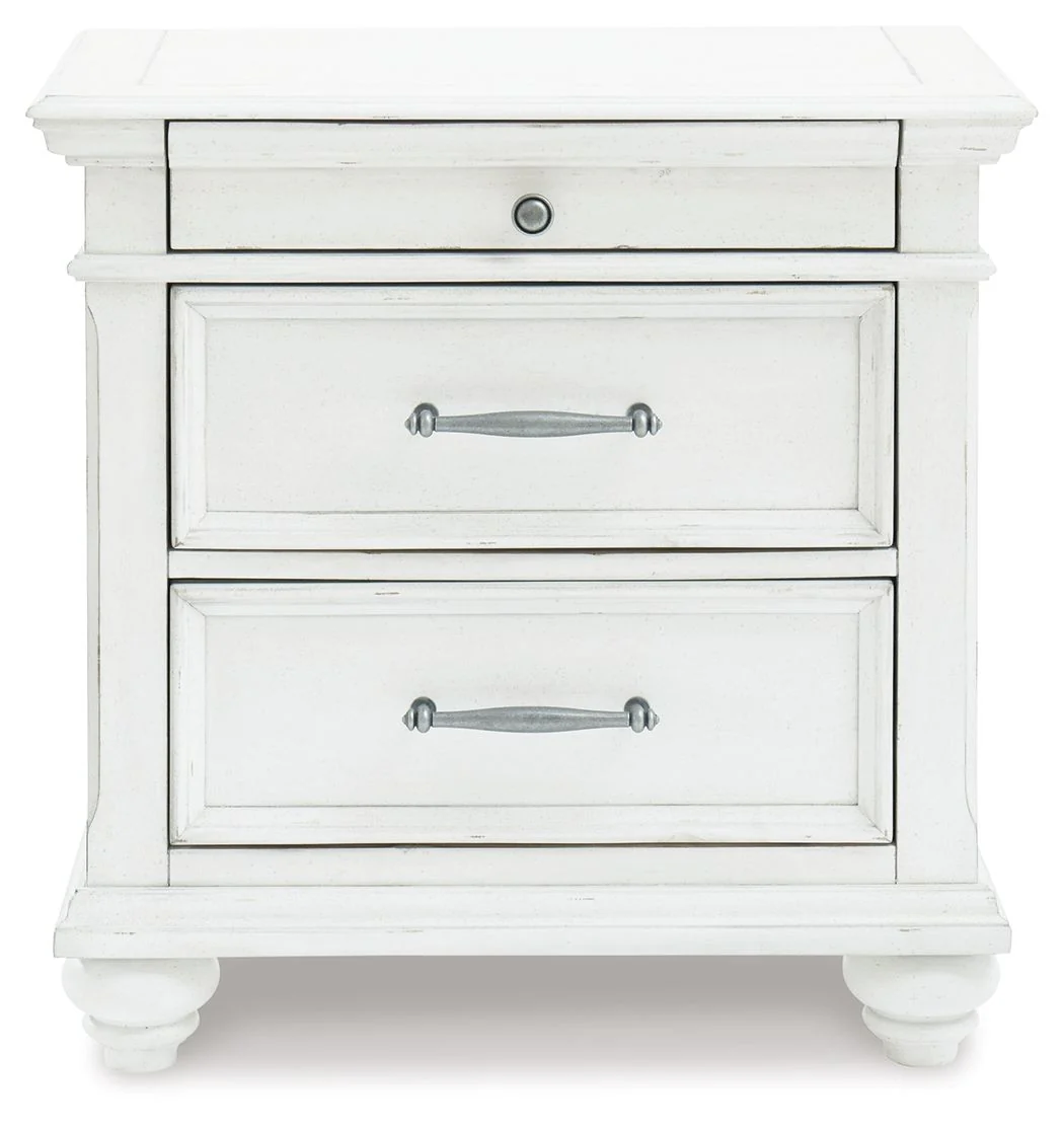 Kanwyn - Three Drawer Night Stand - Whitewash
