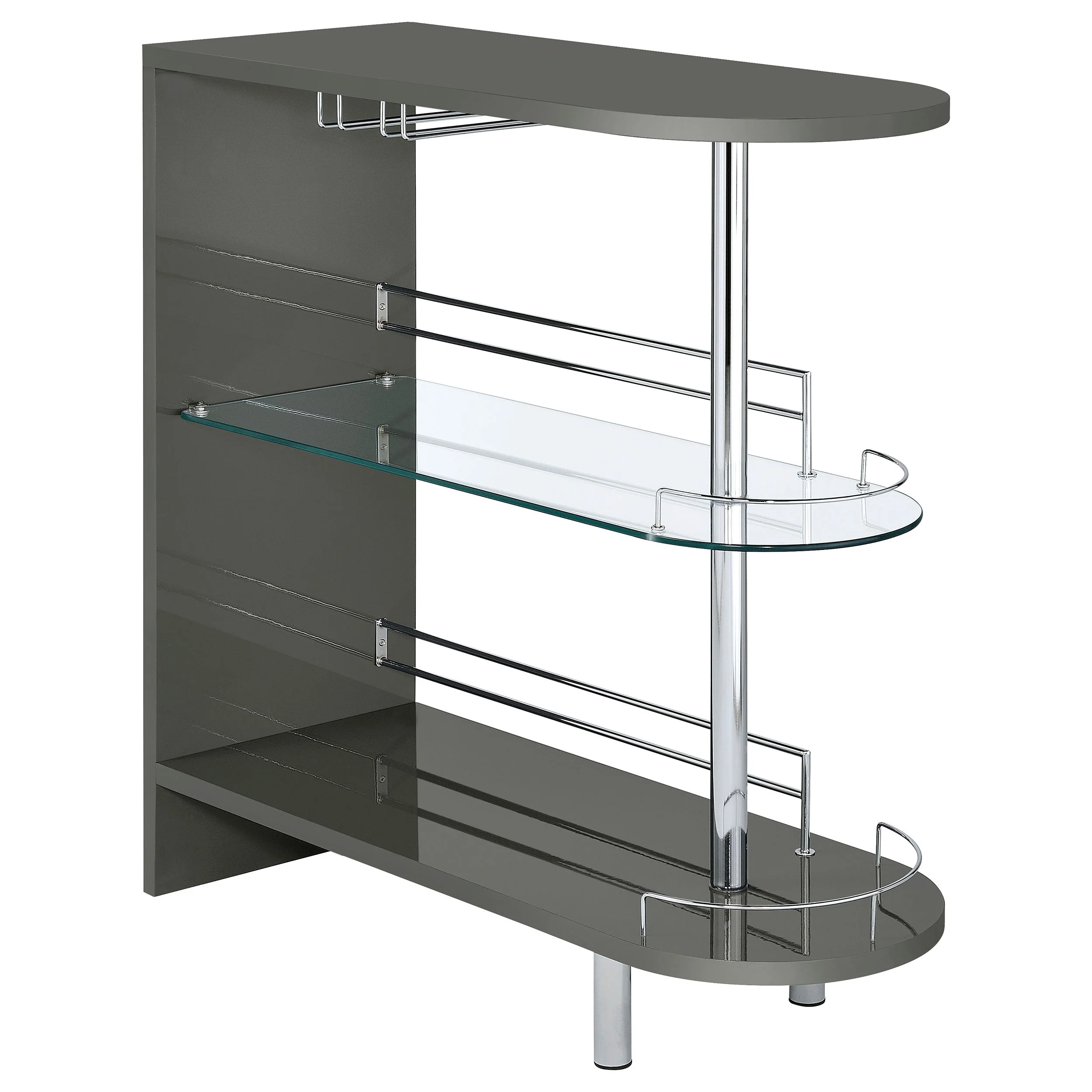 Adolfo Rectangular 2-tier Home Bar Table Black High Gloss