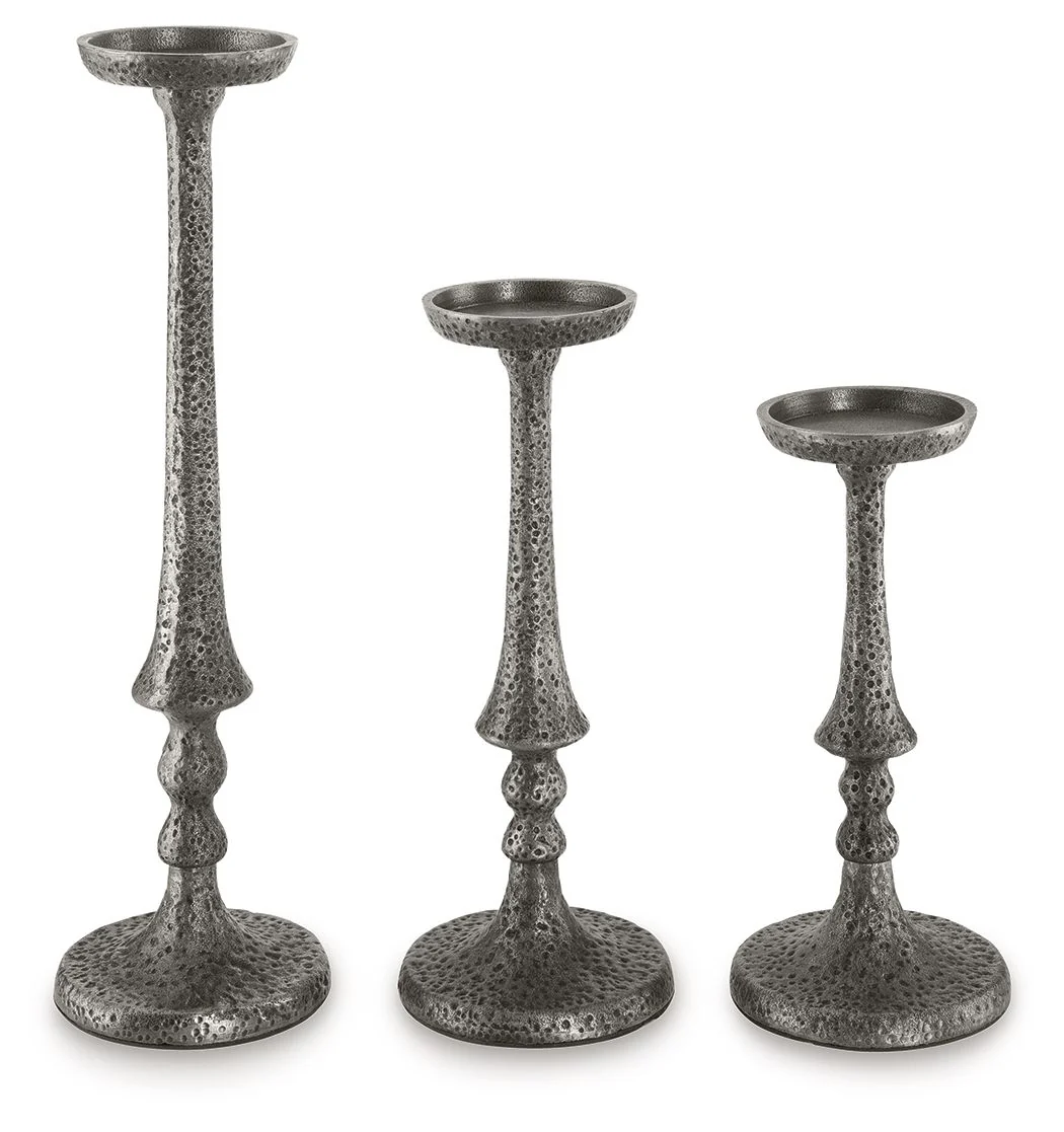 Eravell - Candle Holder Set (Set of 3) - Pewter Finish
