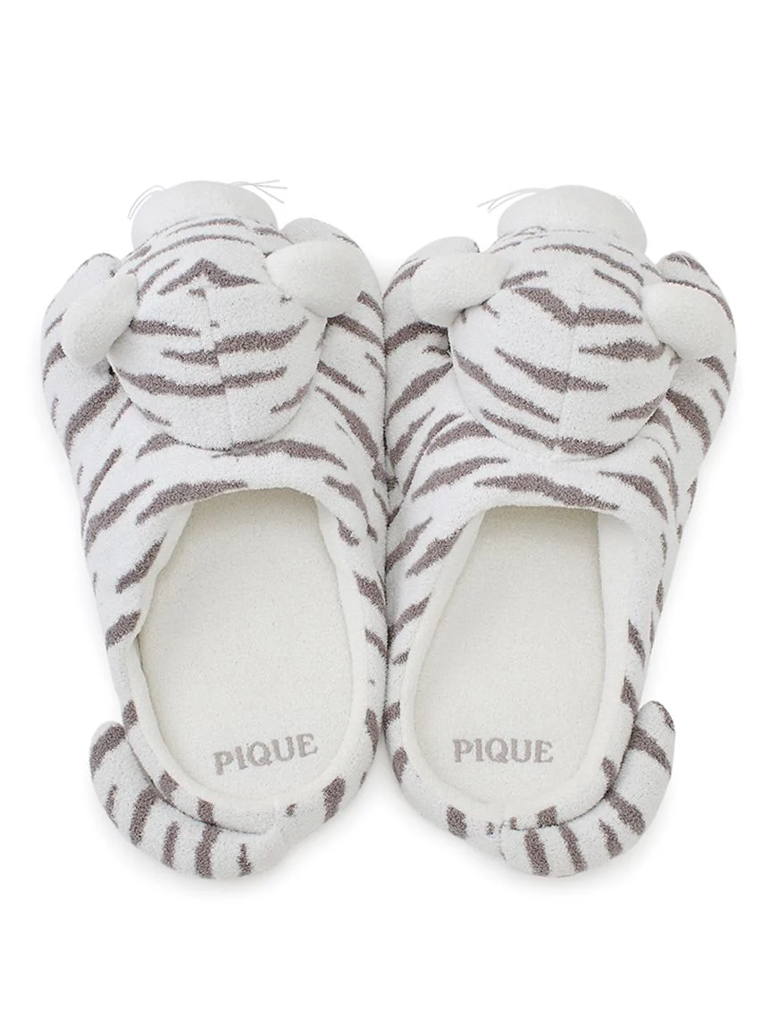 Men's White Tiger House Slippers