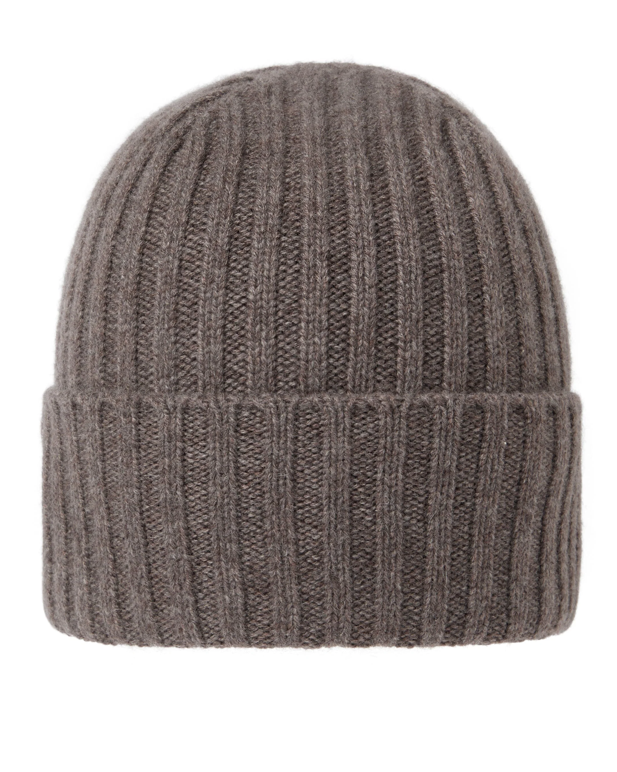 Unisex Chunky Ribbed Cashmere Hat Otter Brown