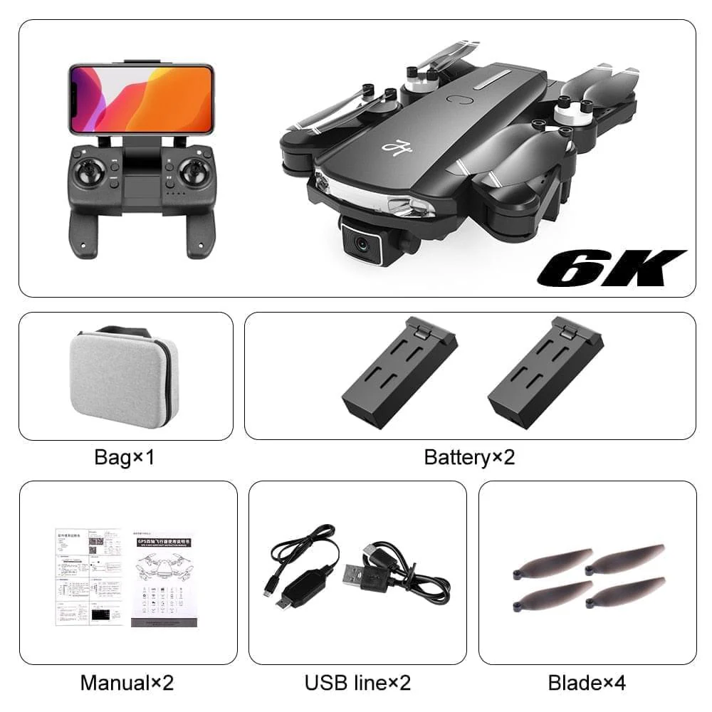 2024 New GPS Drone - 6K HD Camera Professional Aerial Photography Brushless Foldable Quadcopter FPV WIFI RC Distance 2000M Gifts Professional Camera Drone