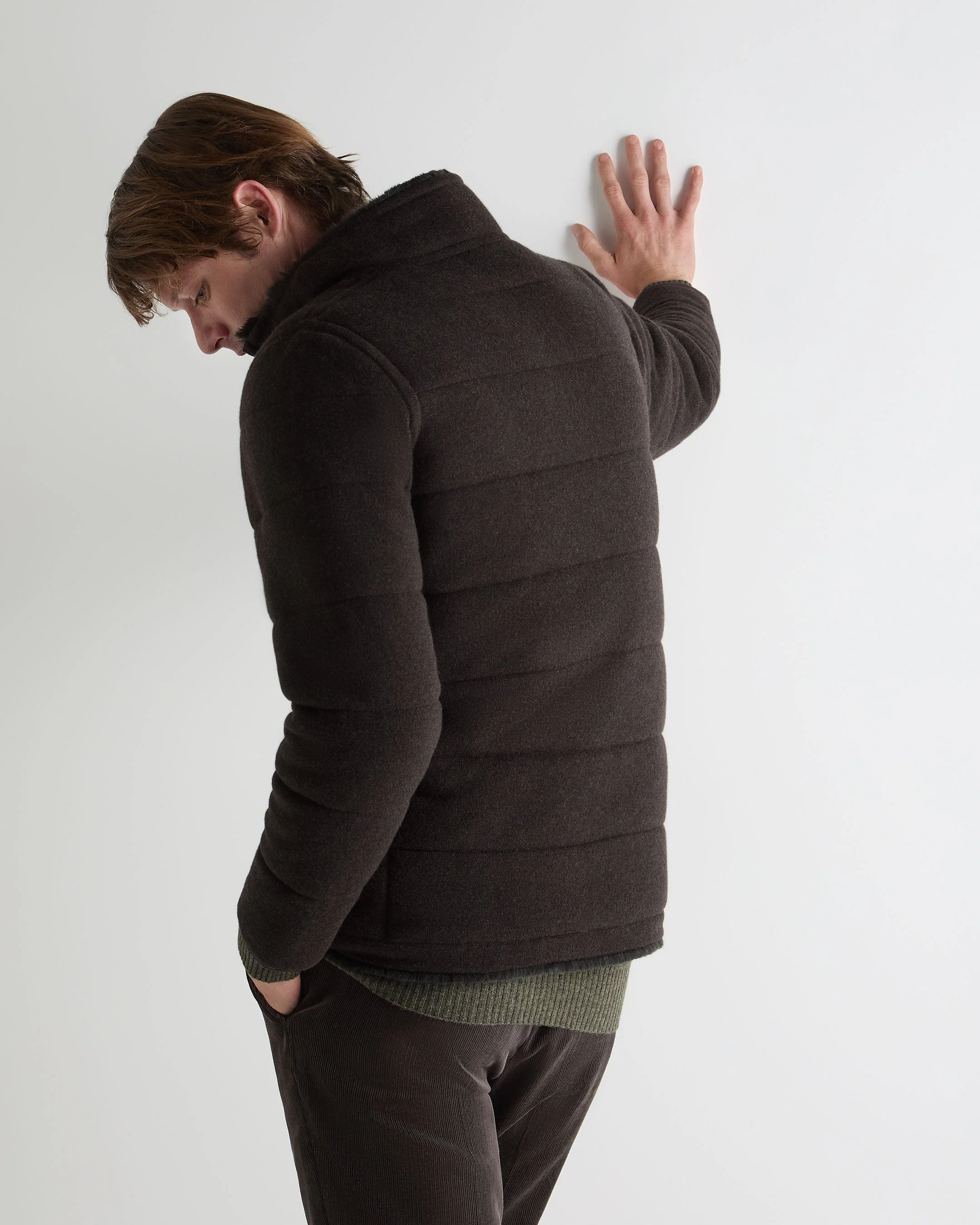 Men's Whistler Fur Quilted Cashmere Jacket Chocolate Brown