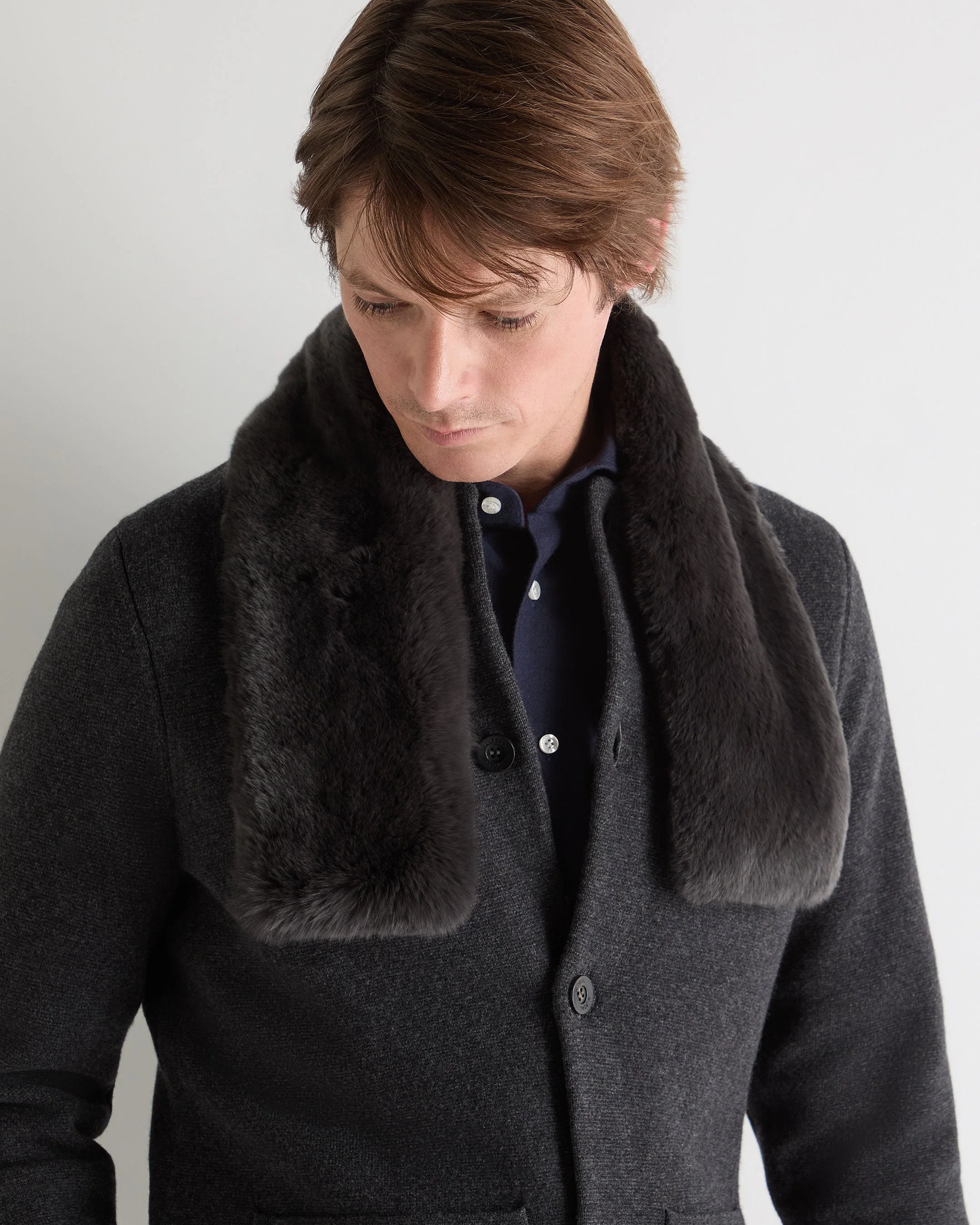 Unisex Fur Neckwarmer Dark Charcoal Grey