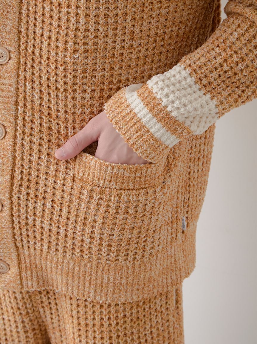 Mens Melange Waffle Knit Cardigan