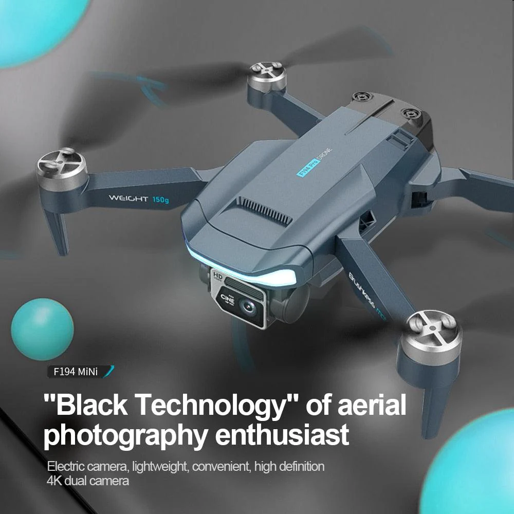 F194 Mini GPS Drone - 4K HD Dual Camera Fixed Height Brushless  5G WIFI FPV Foldable Quadcopter RC Distancce 1000m 150g Body Weight