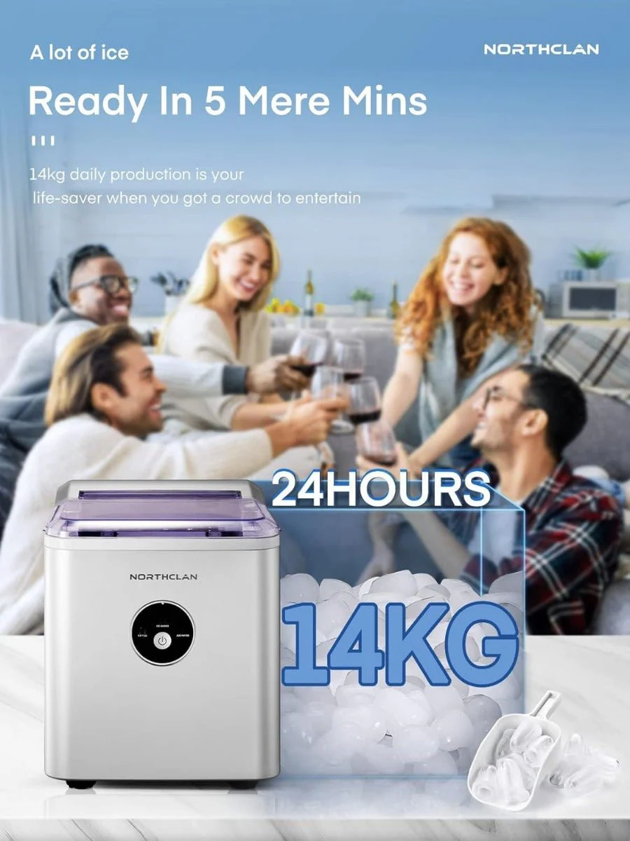 Northclan 220 volts Ice Maker 220 volts 50 hz ice cube maker counter top 2 Liter water tank ICM1226