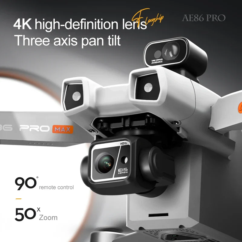 AE86 Pro Max Drone - GPS 4K HD Camera Three Axis Mechanical Pan Tilt Camera Brushless Laser Obstacle Avoidance GPS Drones toys