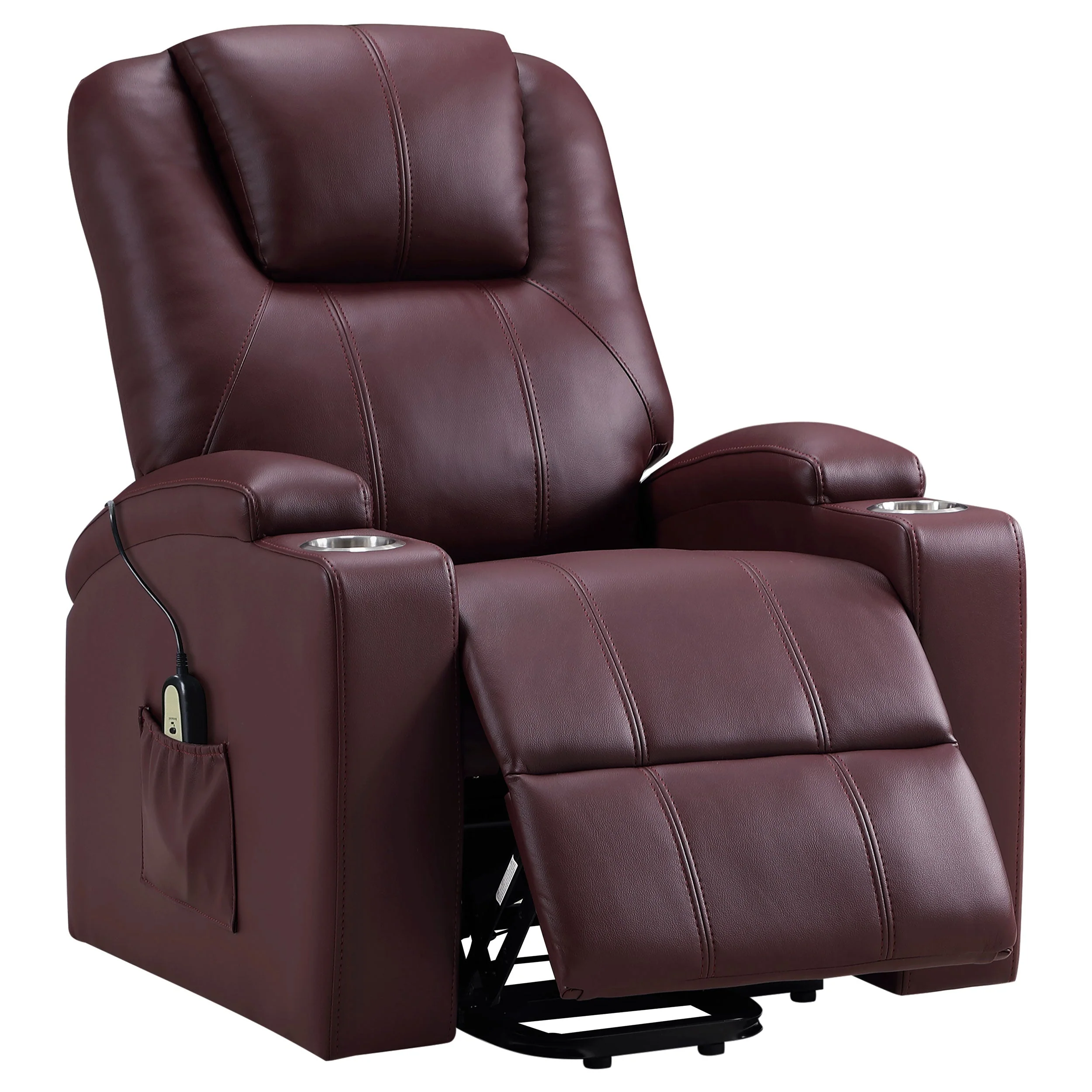 Armstrong Upholstered Power Lift Massage Recliner Black