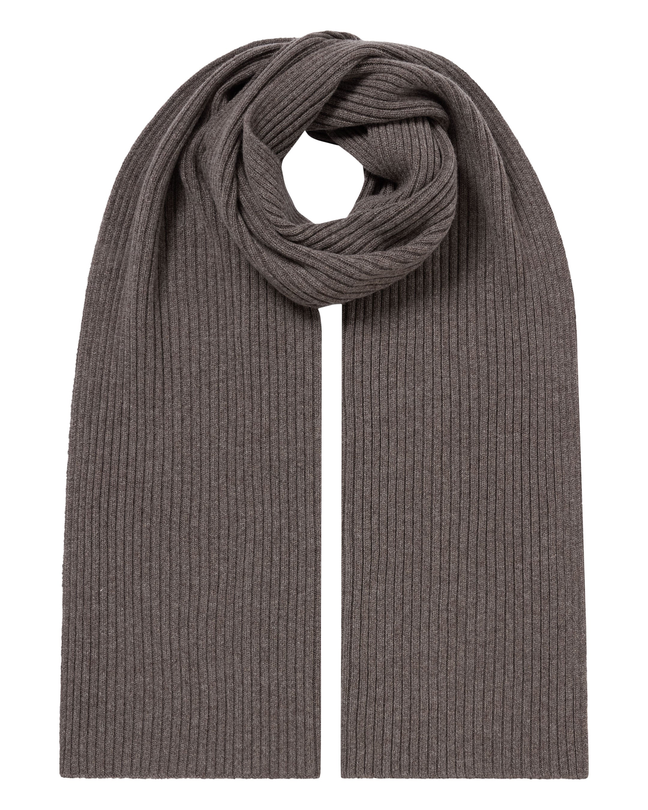 Unisex Short Ribbed Cashmere Scarf Otter Brown