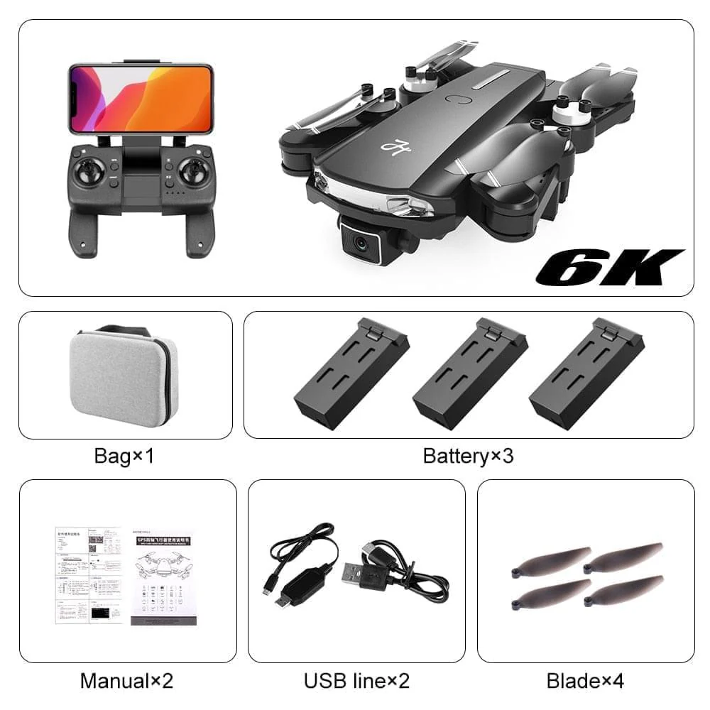2024 New GPS Drone - 6K HD Camera Professional Aerial Photography Brushless Foldable Quadcopter FPV WIFI RC Distance 2000M Gifts Professional Camera Drone