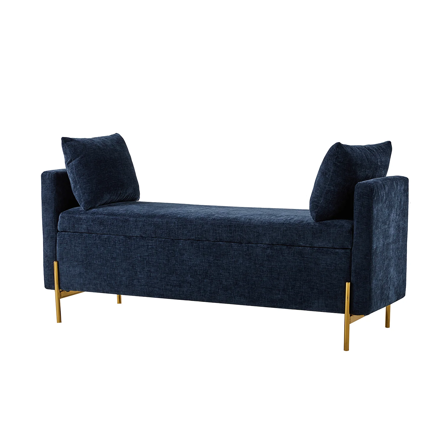 Arrigo Upholstered Flip Top Storage Bench in Navy
