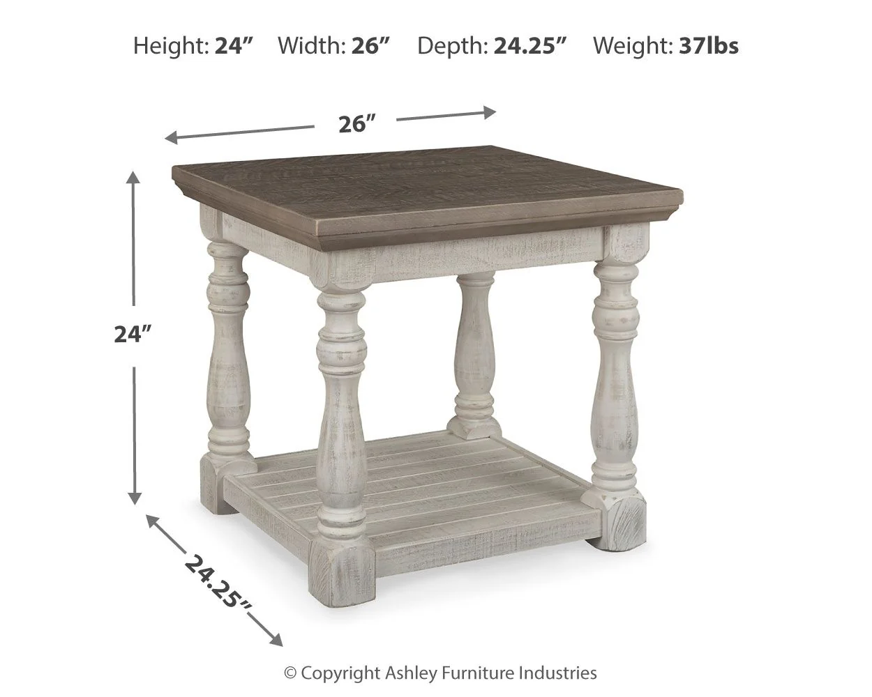 Havalance - Rectangular End Table - Gray / White
