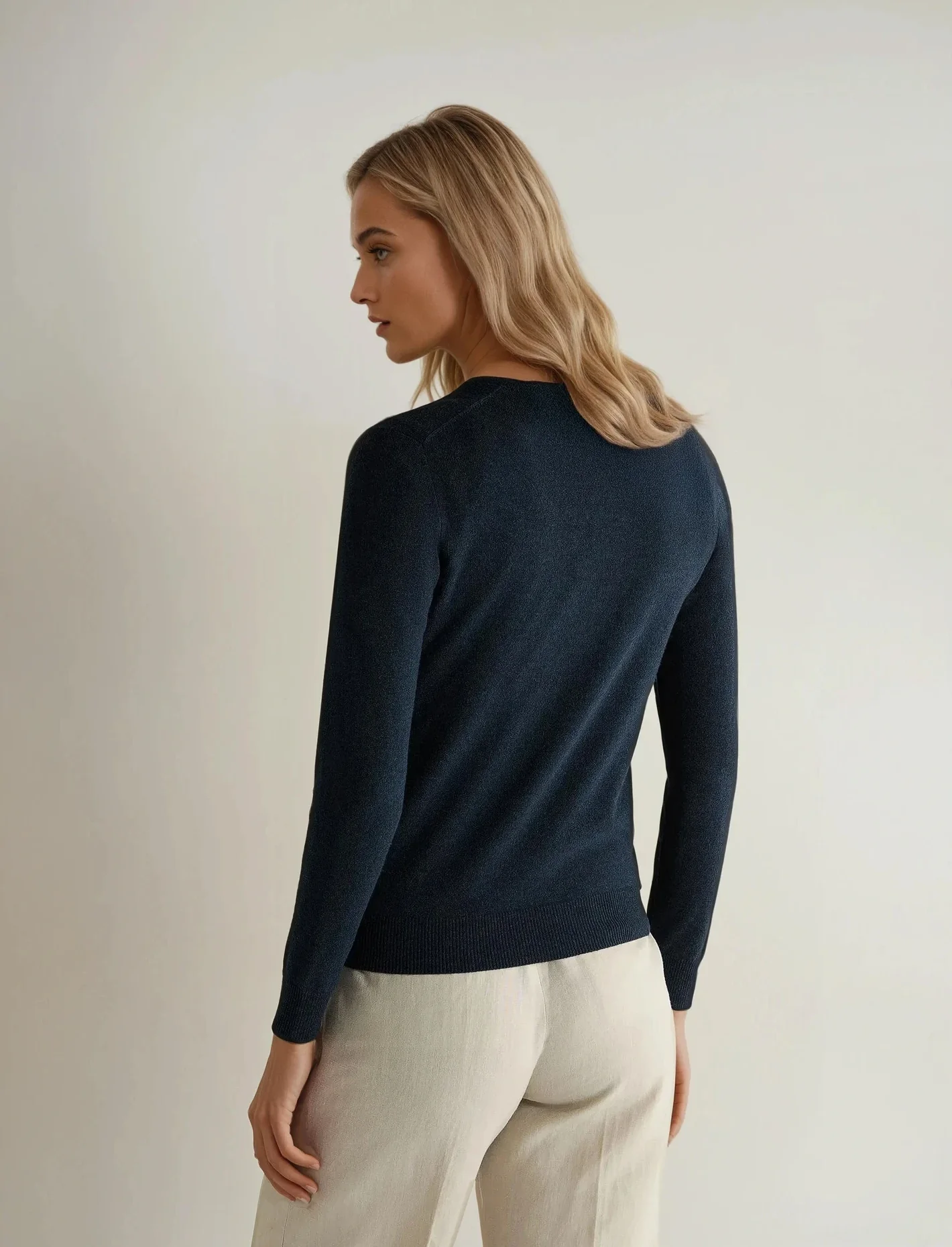 Women's Phoebe V Neck Cashmere Sweater Indigo Blue