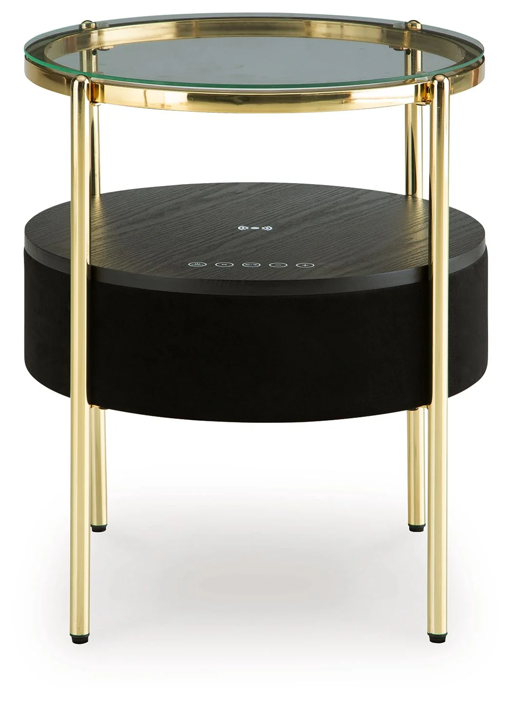 Nedman - Accent Table With Speaker - Black / Gold Finish