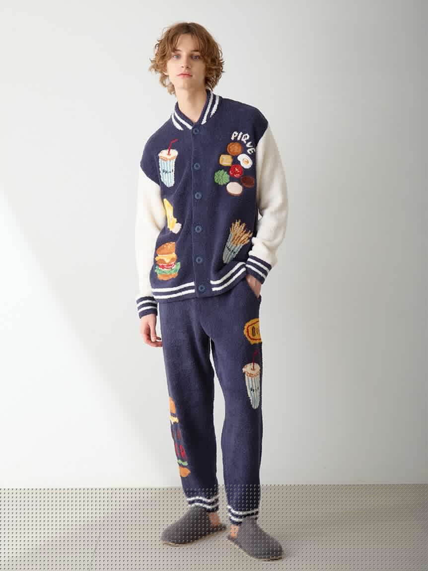 [Hirano Toshiyuki] Men's Powder Hamburger Jacquard Long Pants