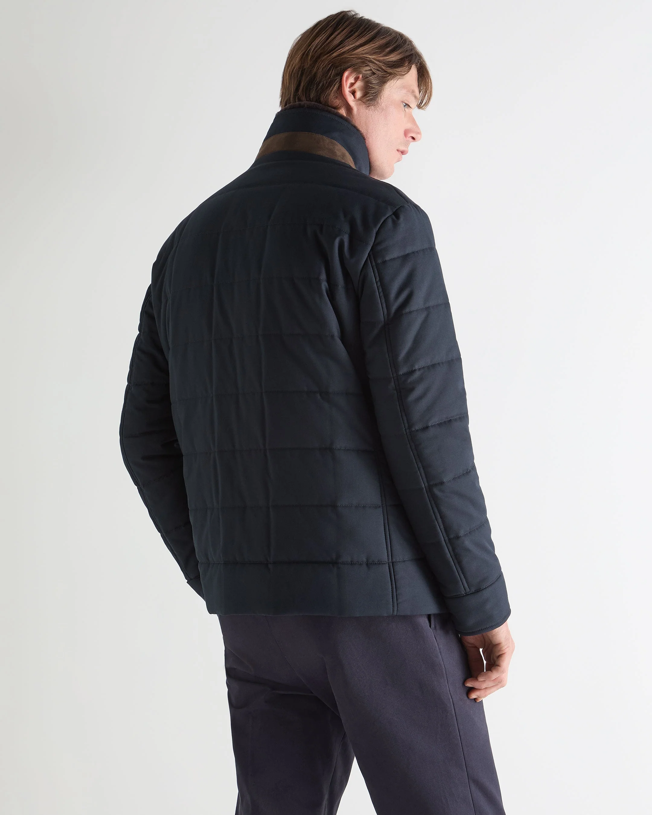 Men's Zermatt Quilted Jacket With Fur Navy Blue