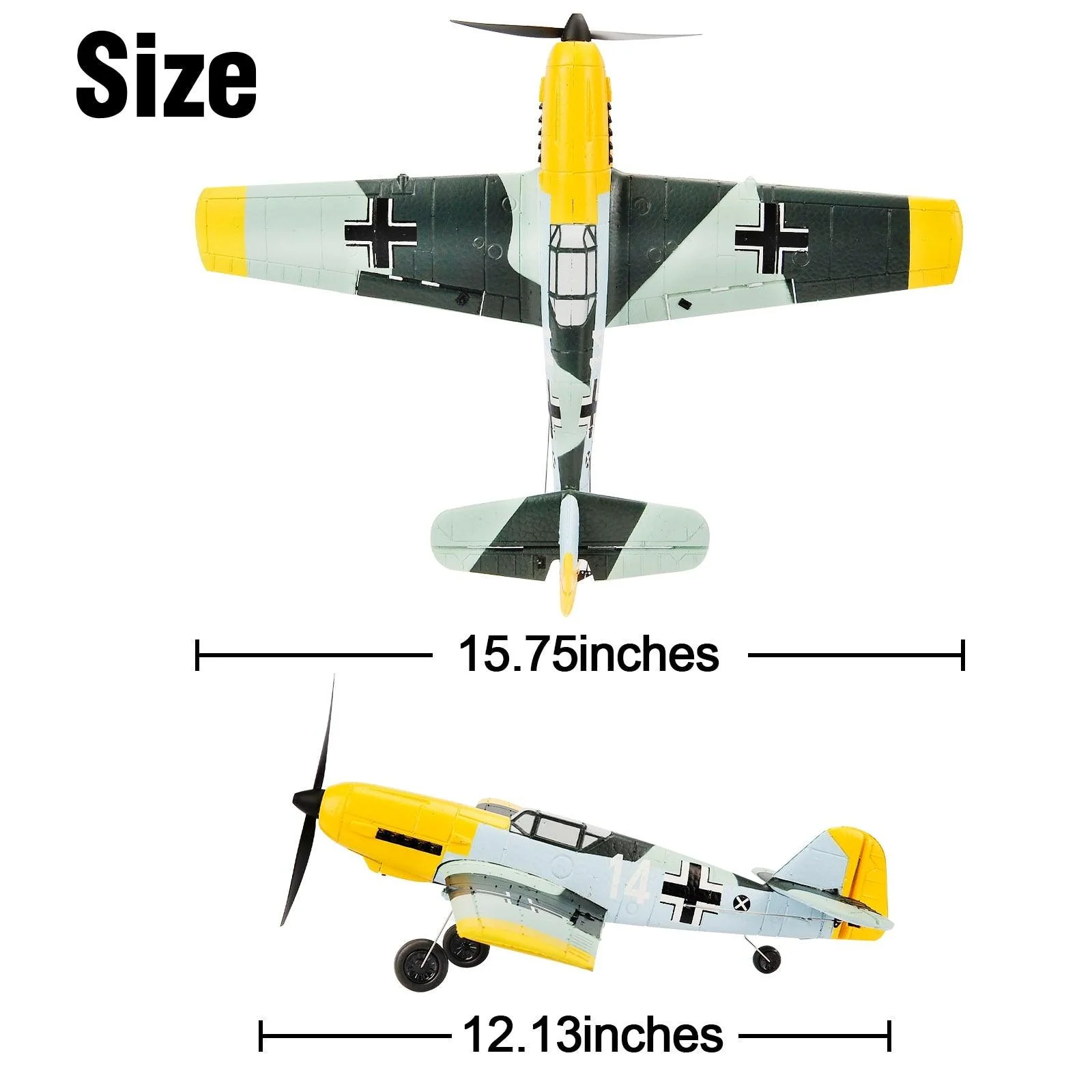BF109 Remote Control Airplane - 2.4GHz 4CH 400mm Wingspan One Key U-Turn Aerobatic RC Plane RC Warbird Gift Toys 761-11