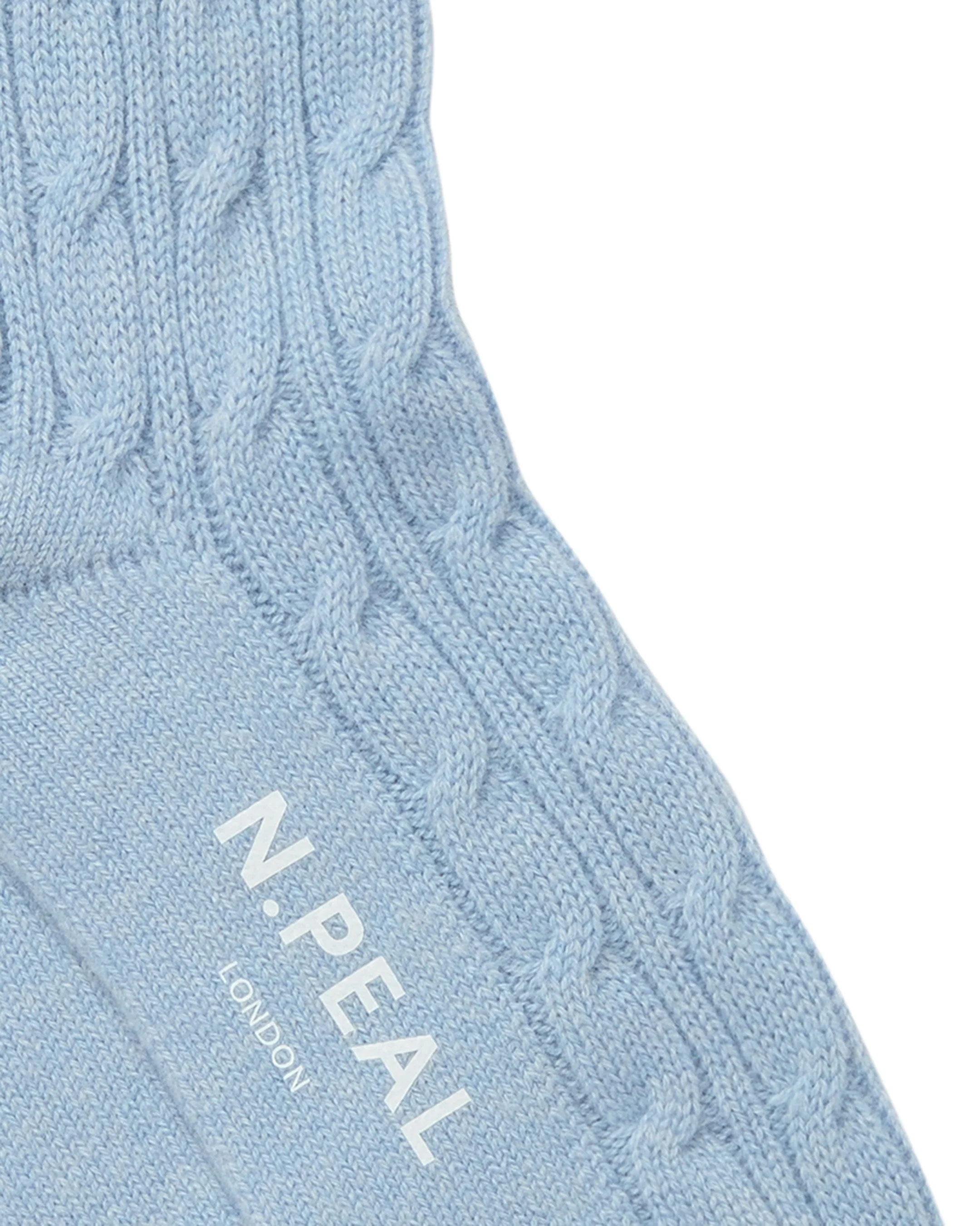 Women's Cable Cashmere House Socks Sea Mist Blue