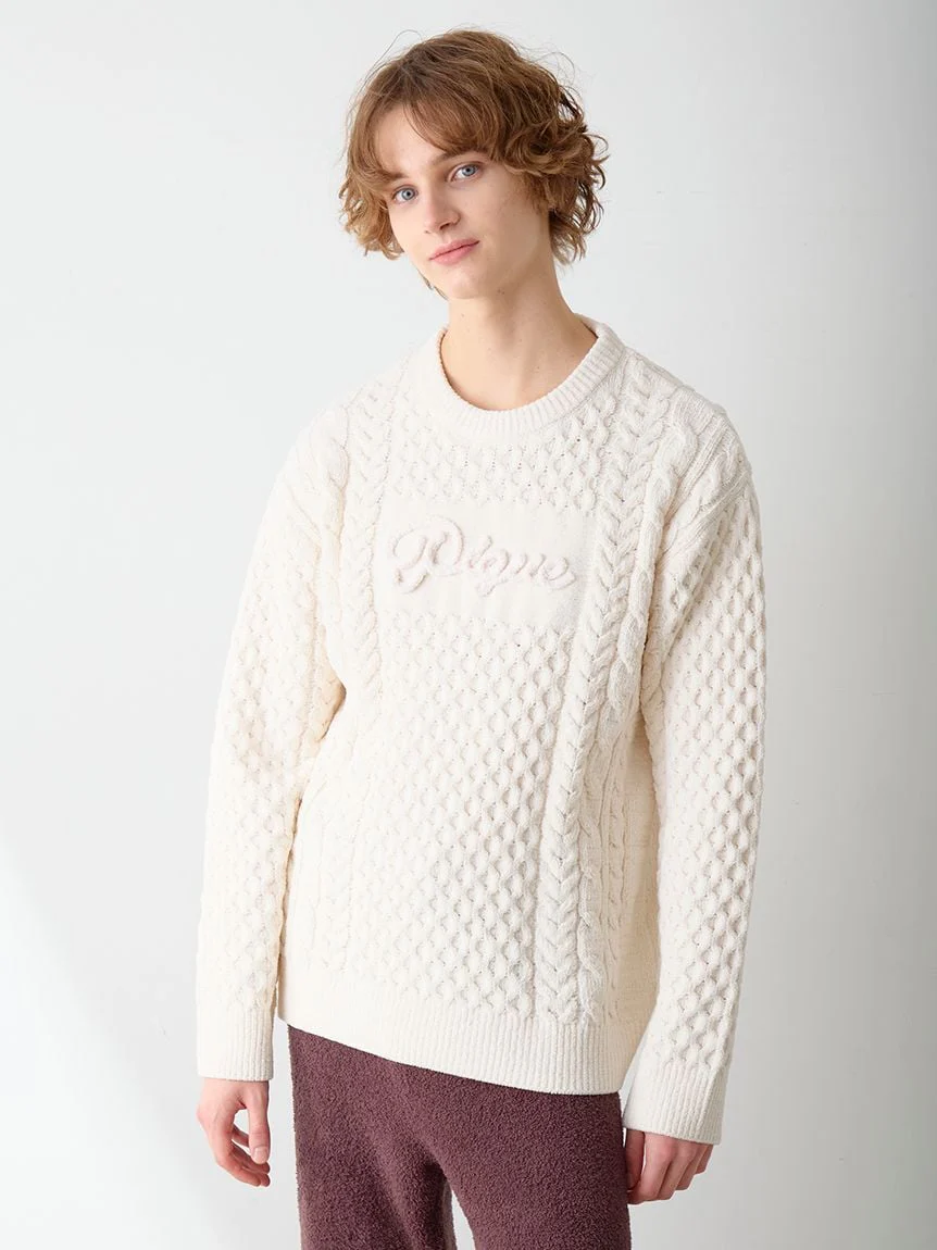 Men's Aran Rope Embroidery Logo Pullover