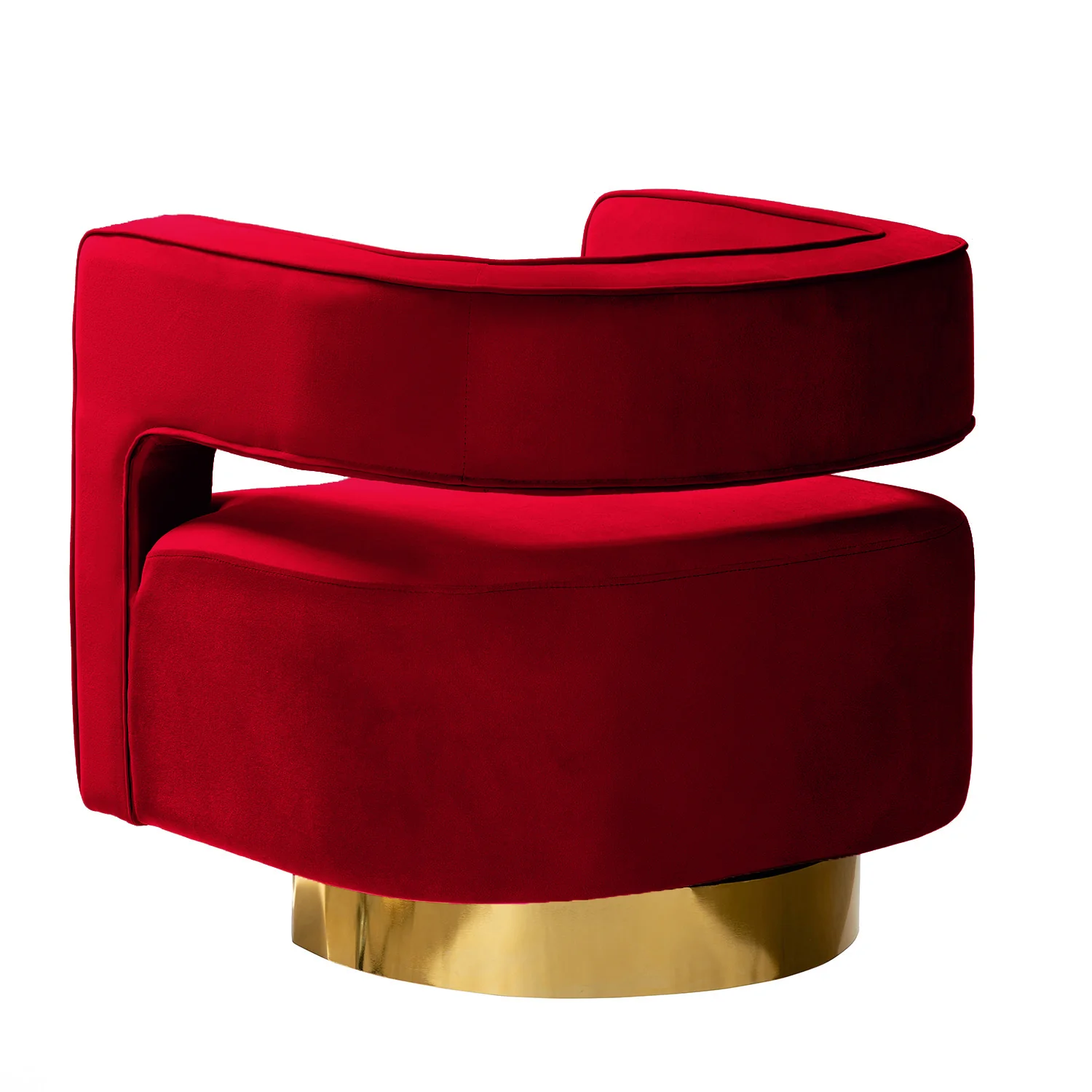 Blanca Swivel Barrel Chair in Red