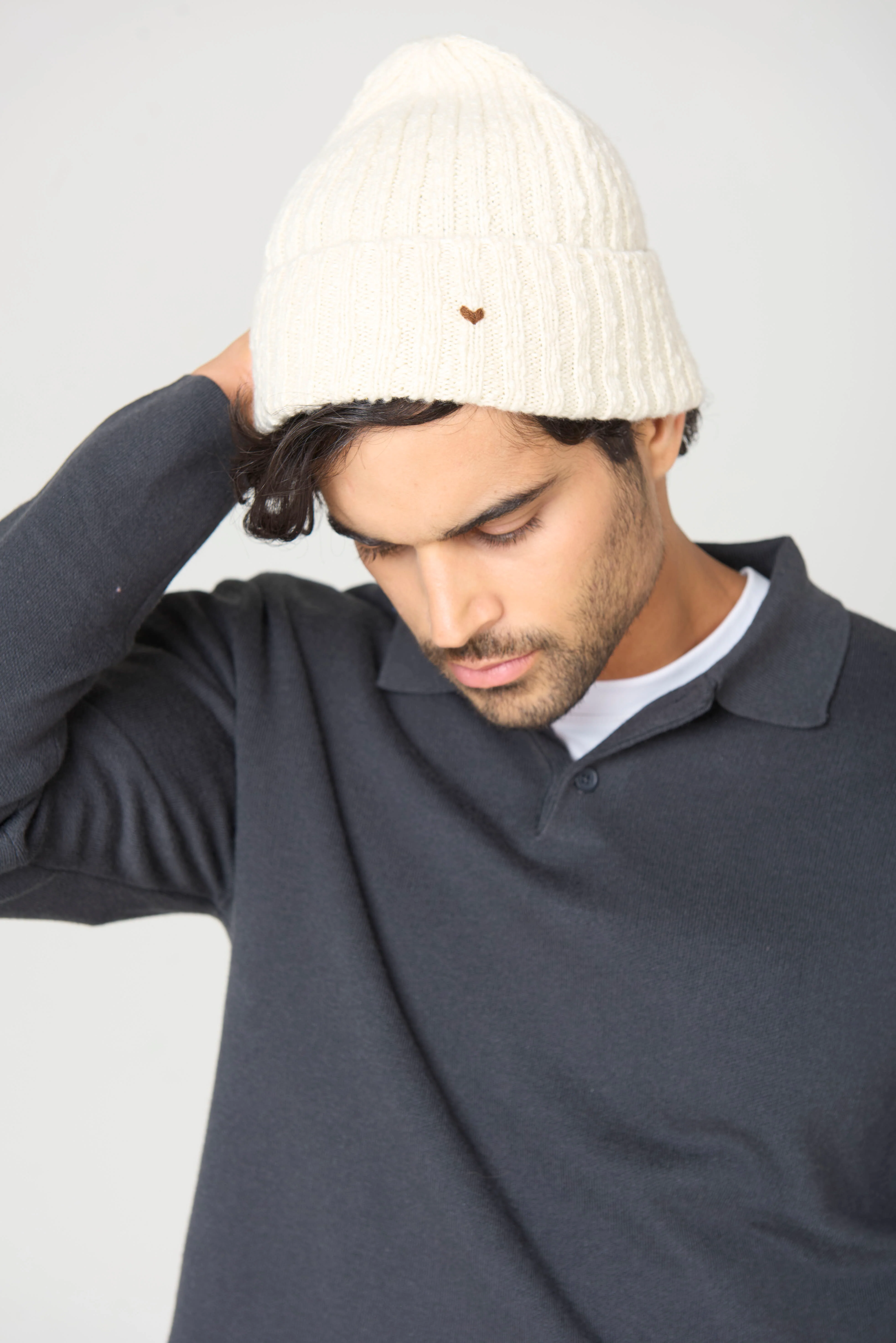 The Rib Beanie – Milk Boucle