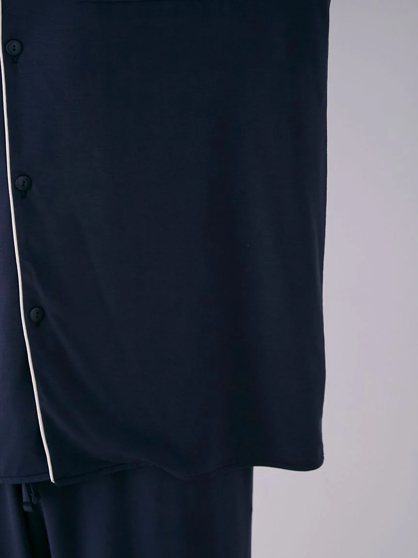 MEN's Rayon Long-Sleeve Sleep Shirt with Piping